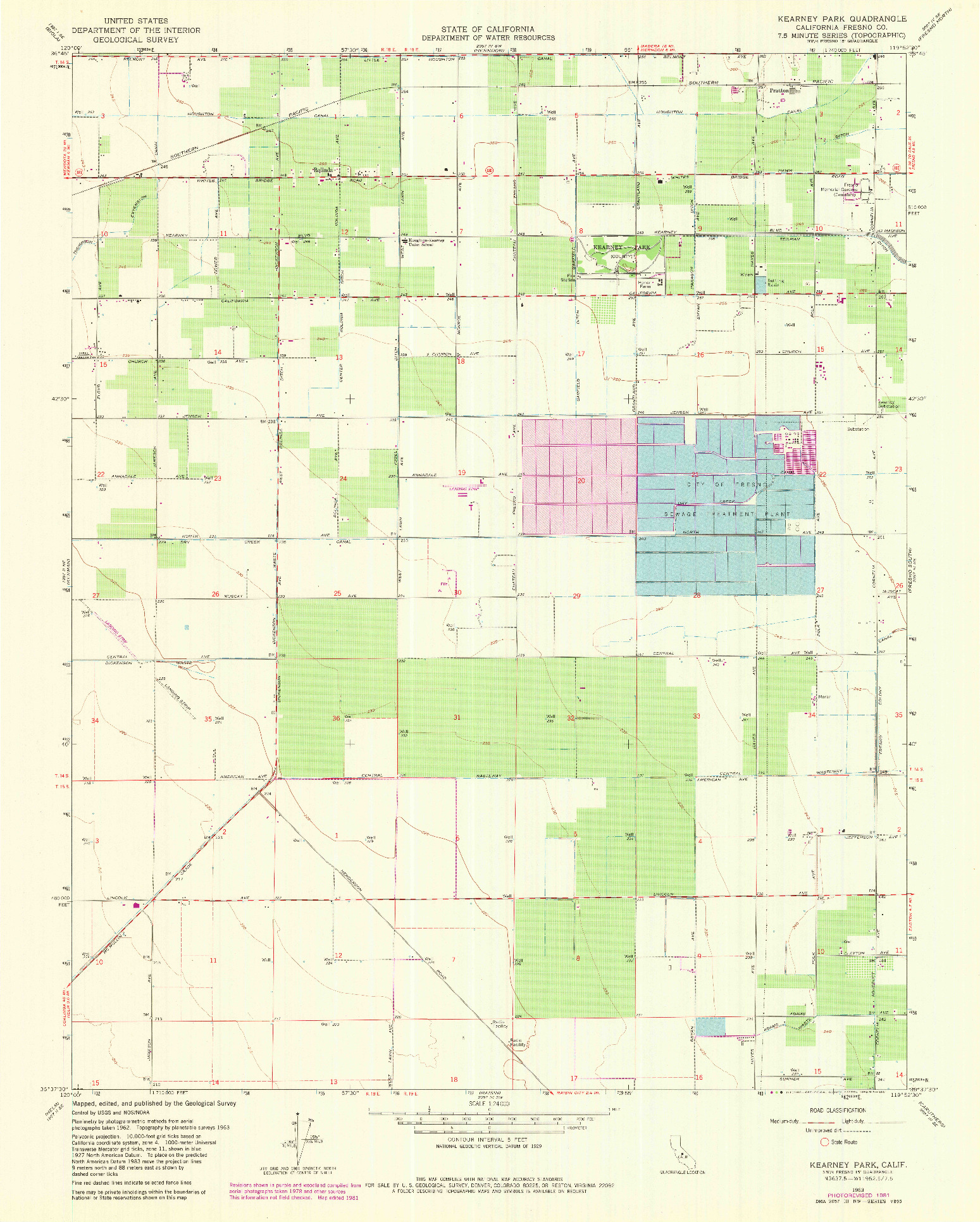 USGS 1:24000-SCALE QUADRANGLE FOR KEARNEY PARK, CA 1963