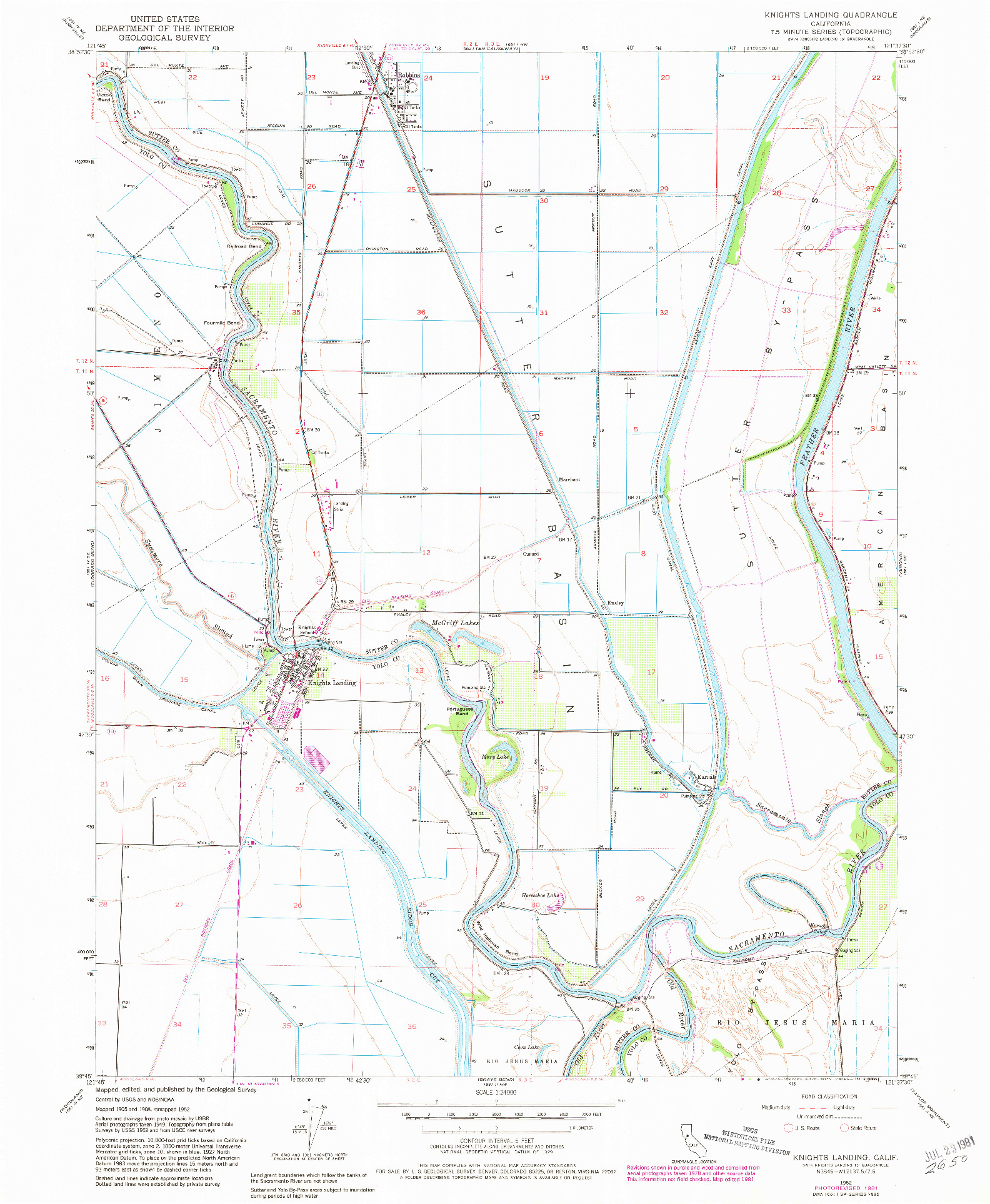 USGS 1:24000-SCALE QUADRANGLE FOR KNIGHTS LANDING, CA 1952