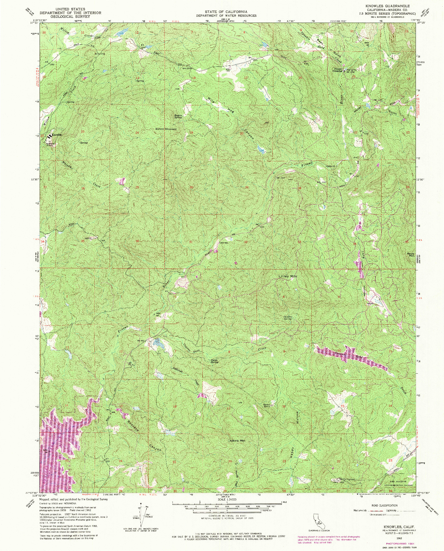 USGS 1:24000-SCALE QUADRANGLE FOR KNOWLES, CA 1962