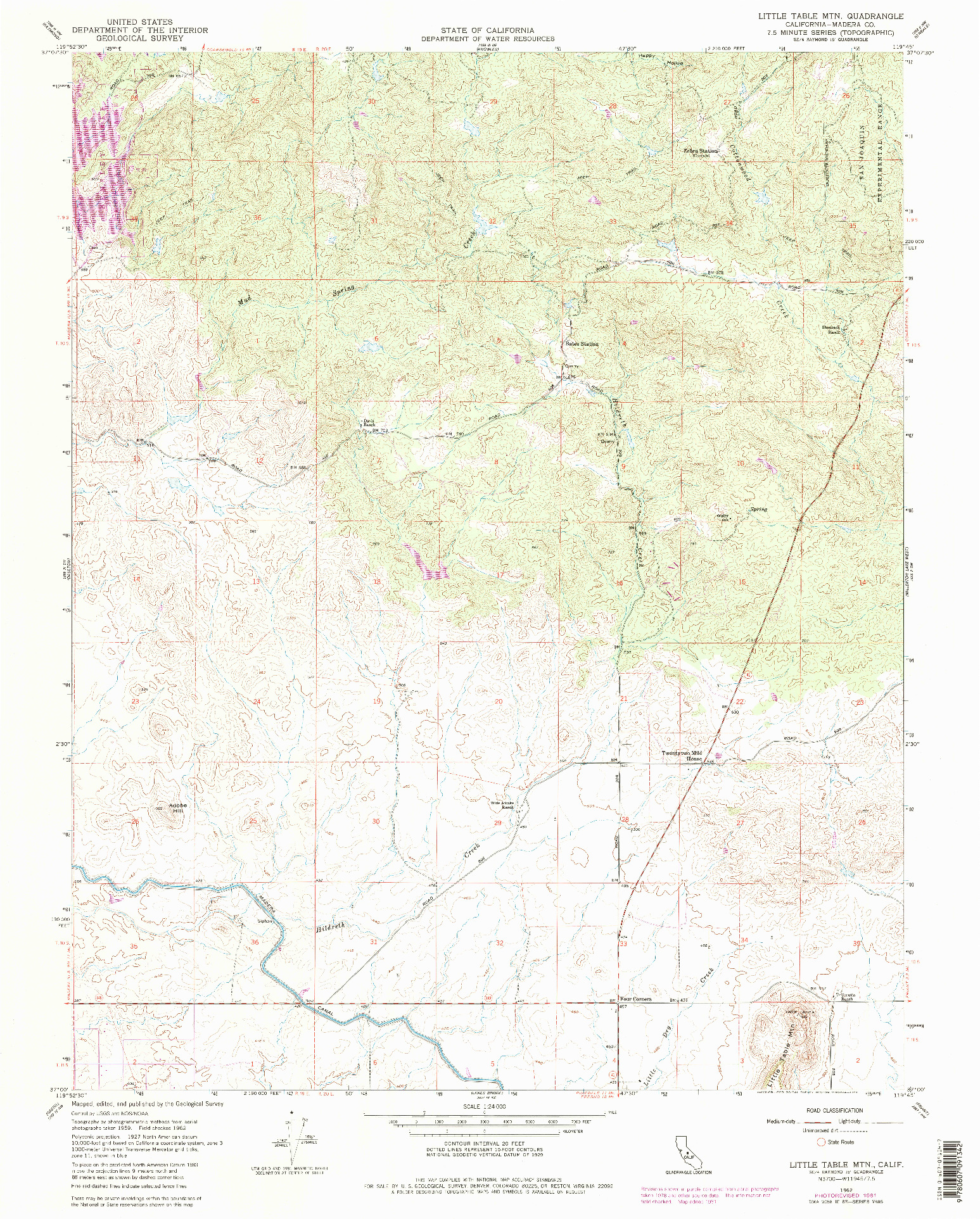 USGS 1:24000-SCALE QUADRANGLE FOR LITTLE TABLE MTN, CA 1962