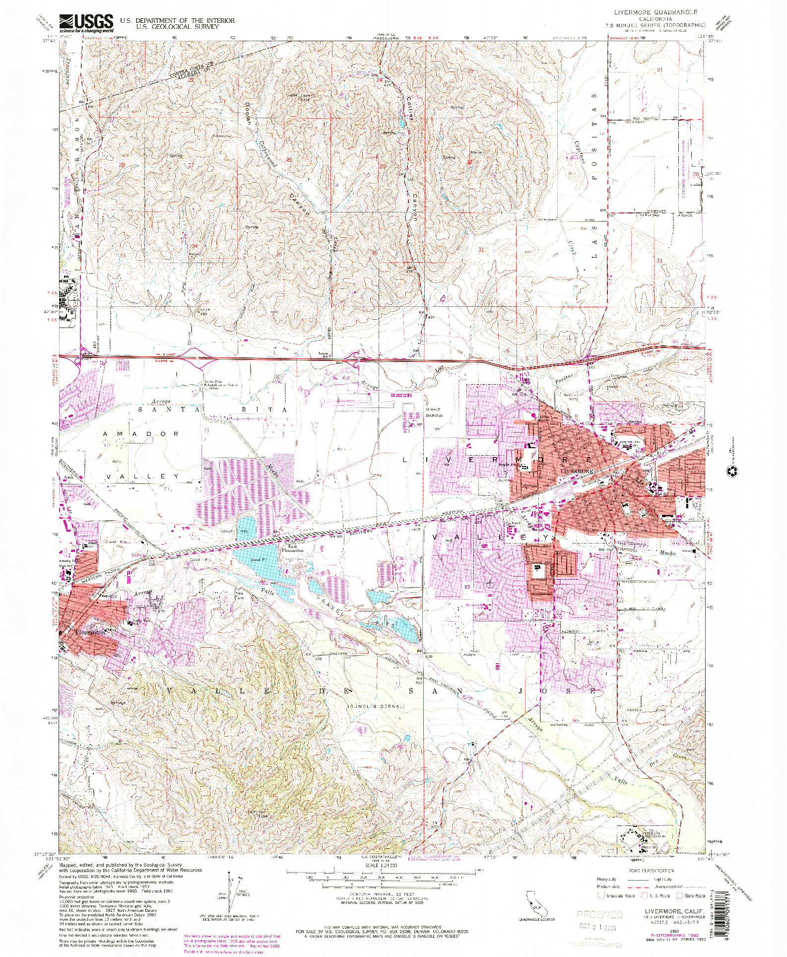 USGS 1:24000-SCALE QUADRANGLE FOR LIVERMORE, CA 1961