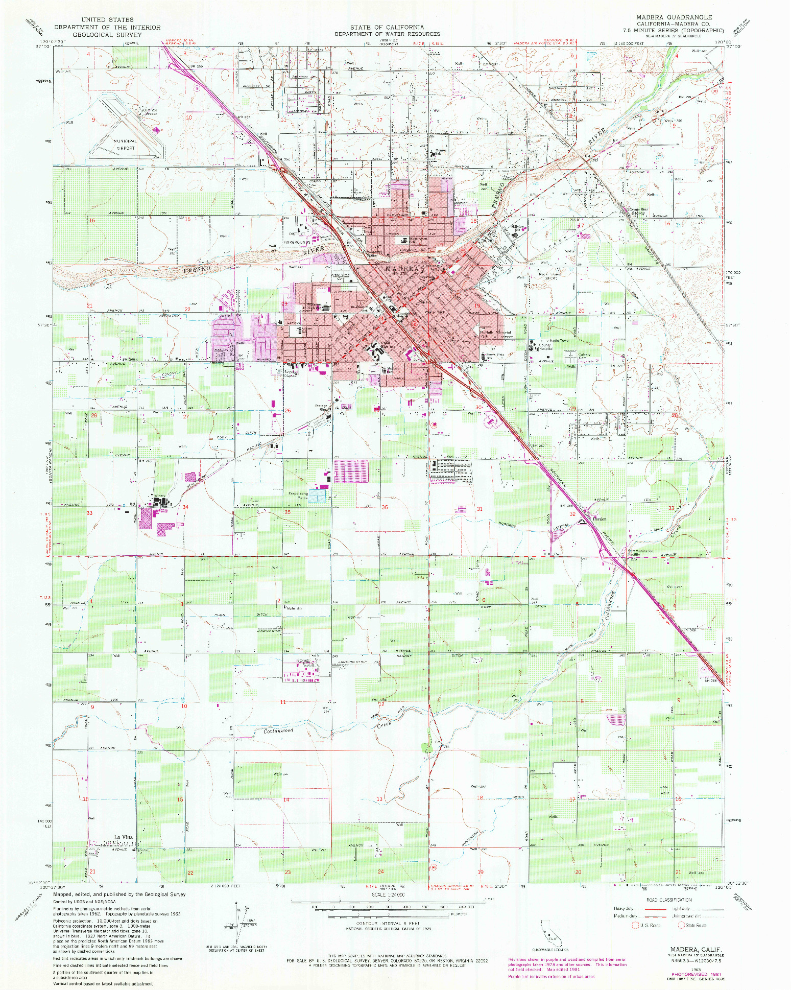 USGS 1:24000-SCALE QUADRANGLE FOR MADERA, CA 1963