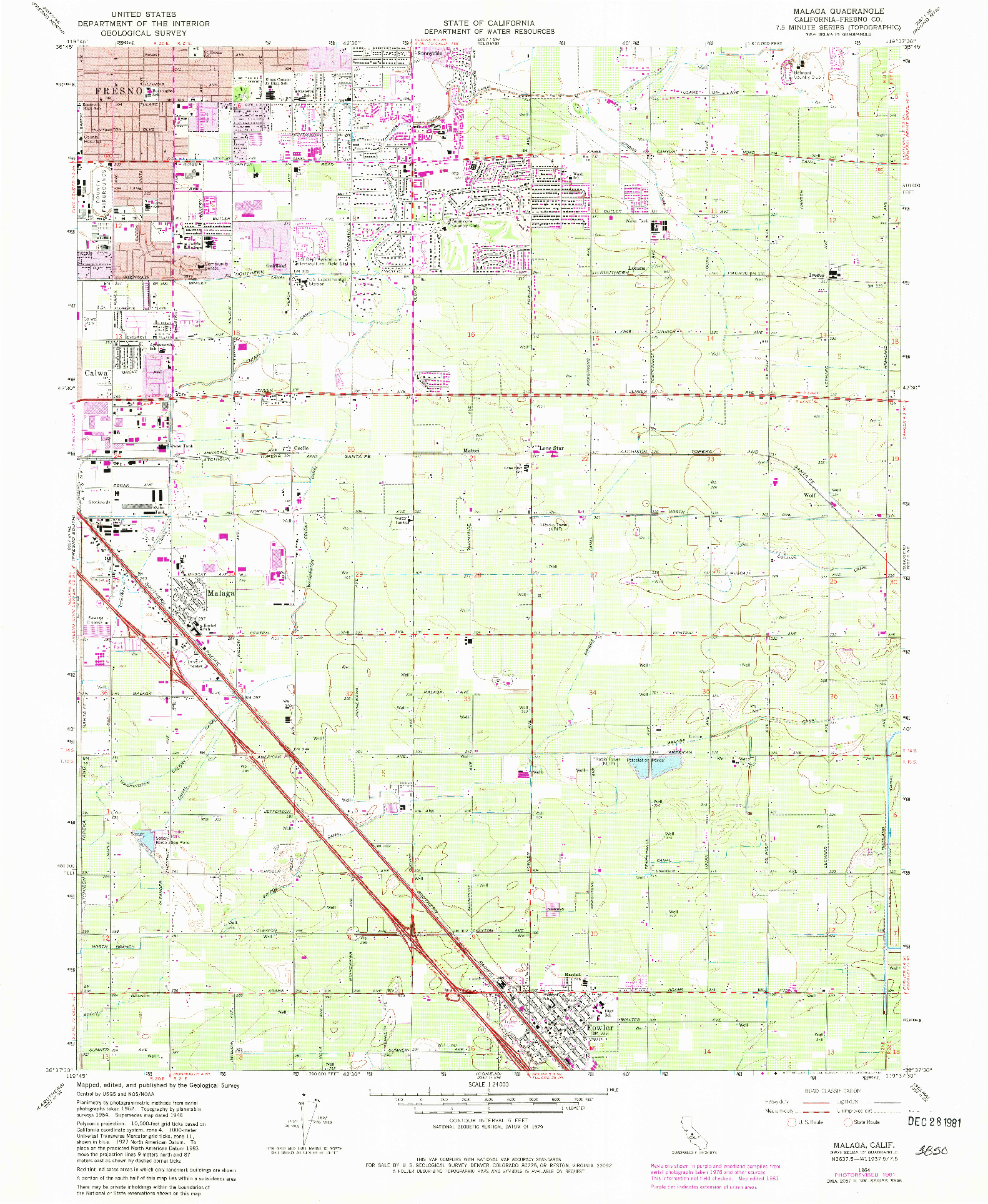 USGS 1:24000-SCALE QUADRANGLE FOR MALAGA, CA 1964