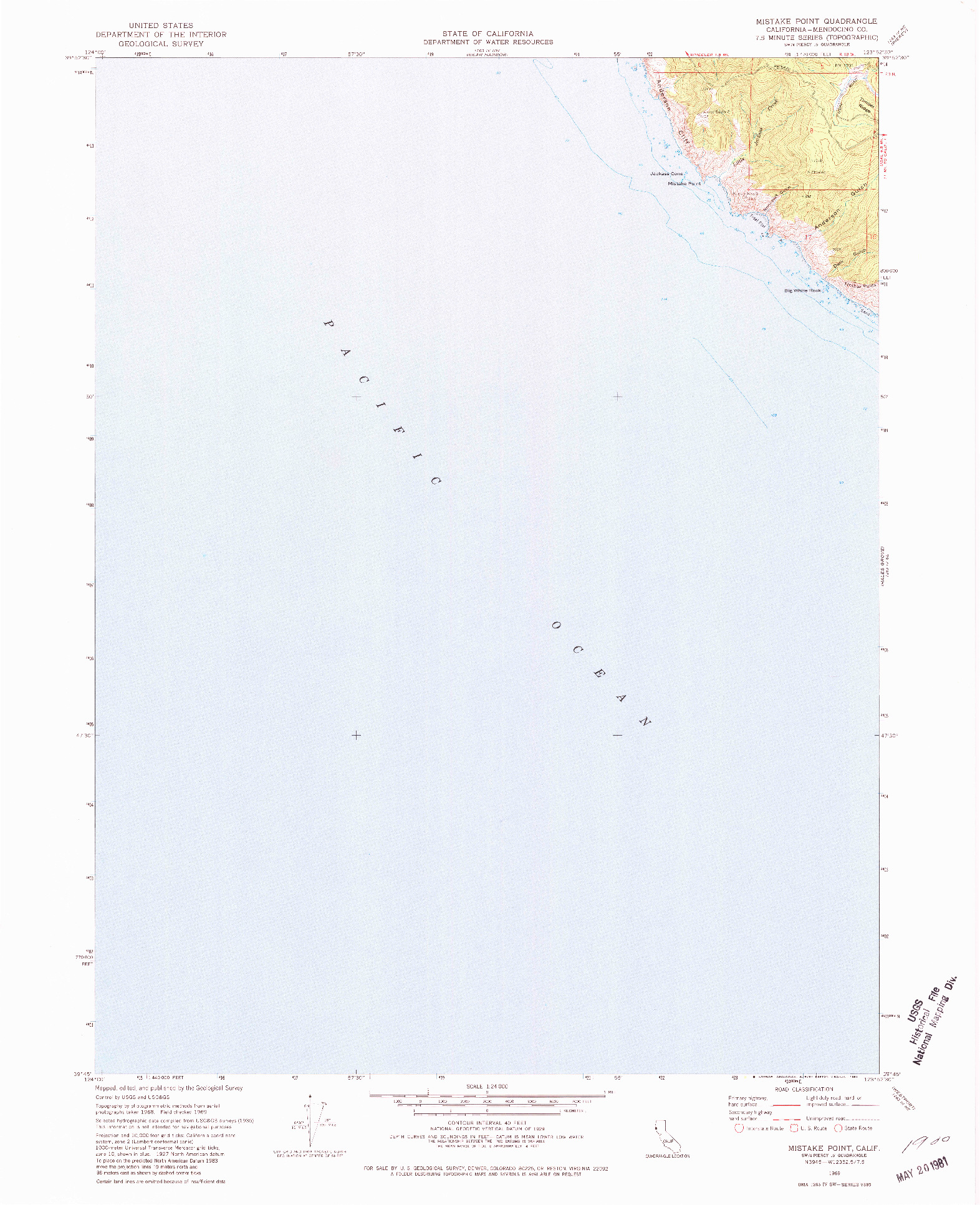 USGS 1:24000-SCALE QUADRANGLE FOR MISTAKE POINT, CA 1969