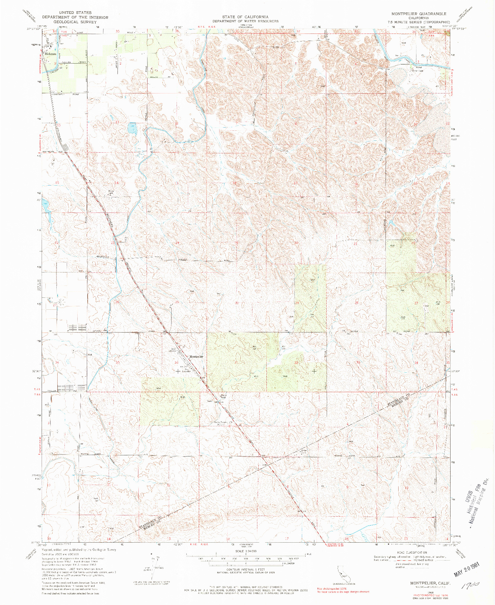 USGS 1:24000-SCALE QUADRANGLE FOR MONTPELIER, CA 1968