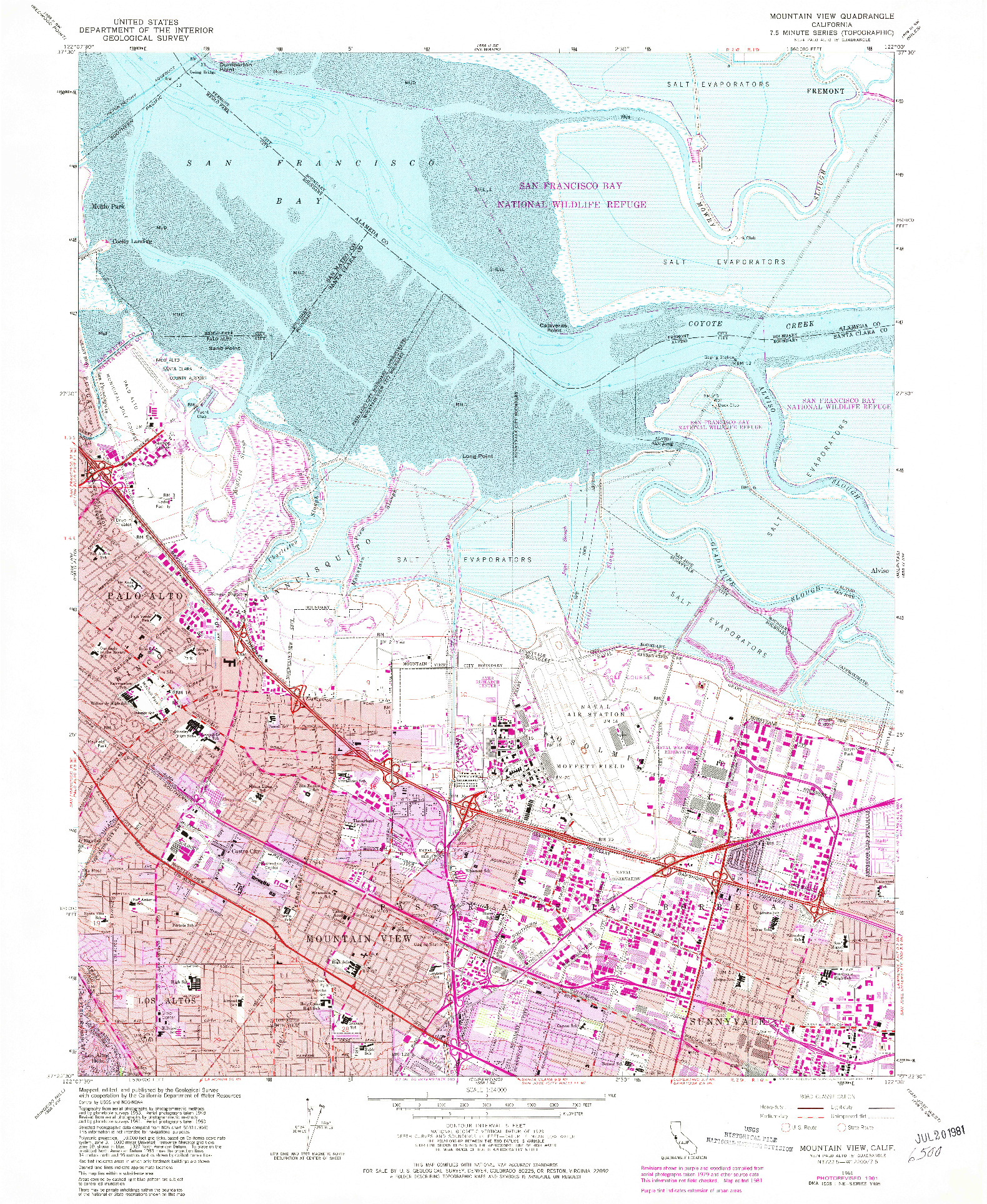 USGS 1:24000-SCALE QUADRANGLE FOR MOUNTAIN VIEW, CA 1961