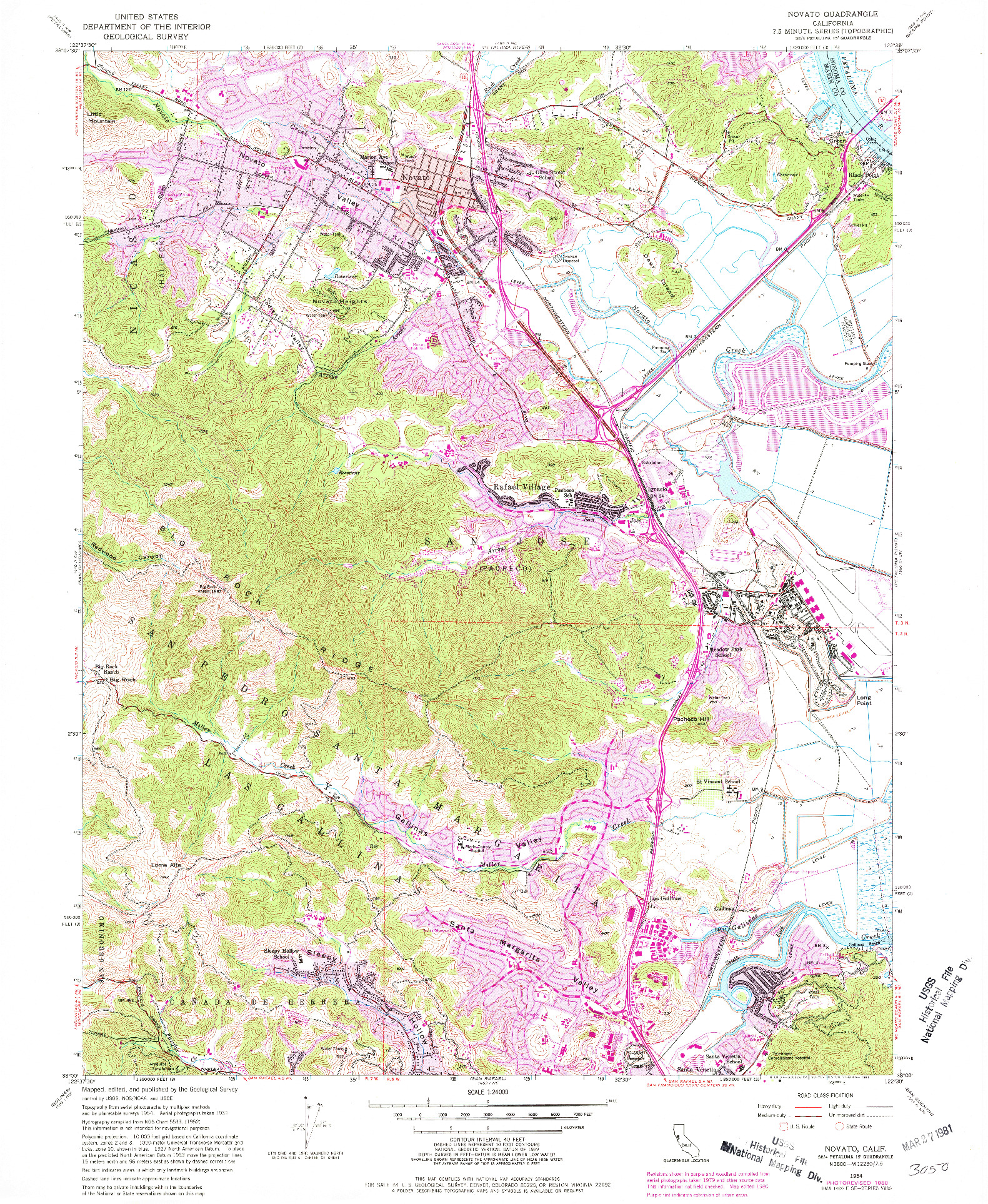 USGS 1:24000-SCALE QUADRANGLE FOR NOVATO, CA 1954