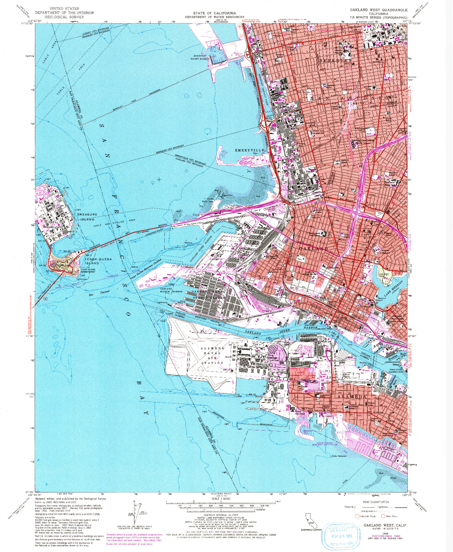 USGS 1:24000-SCALE QUADRANGLE FOR OAKLAND WEST, CA 1959