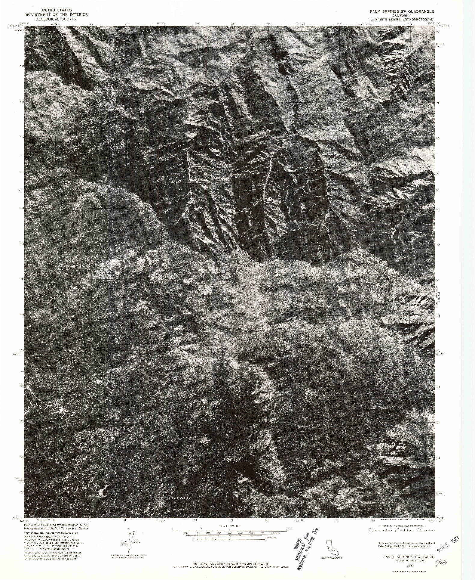 USGS 1:24000-SCALE QUADRANGLE FOR PALM SPRINGS SW, CA 1975