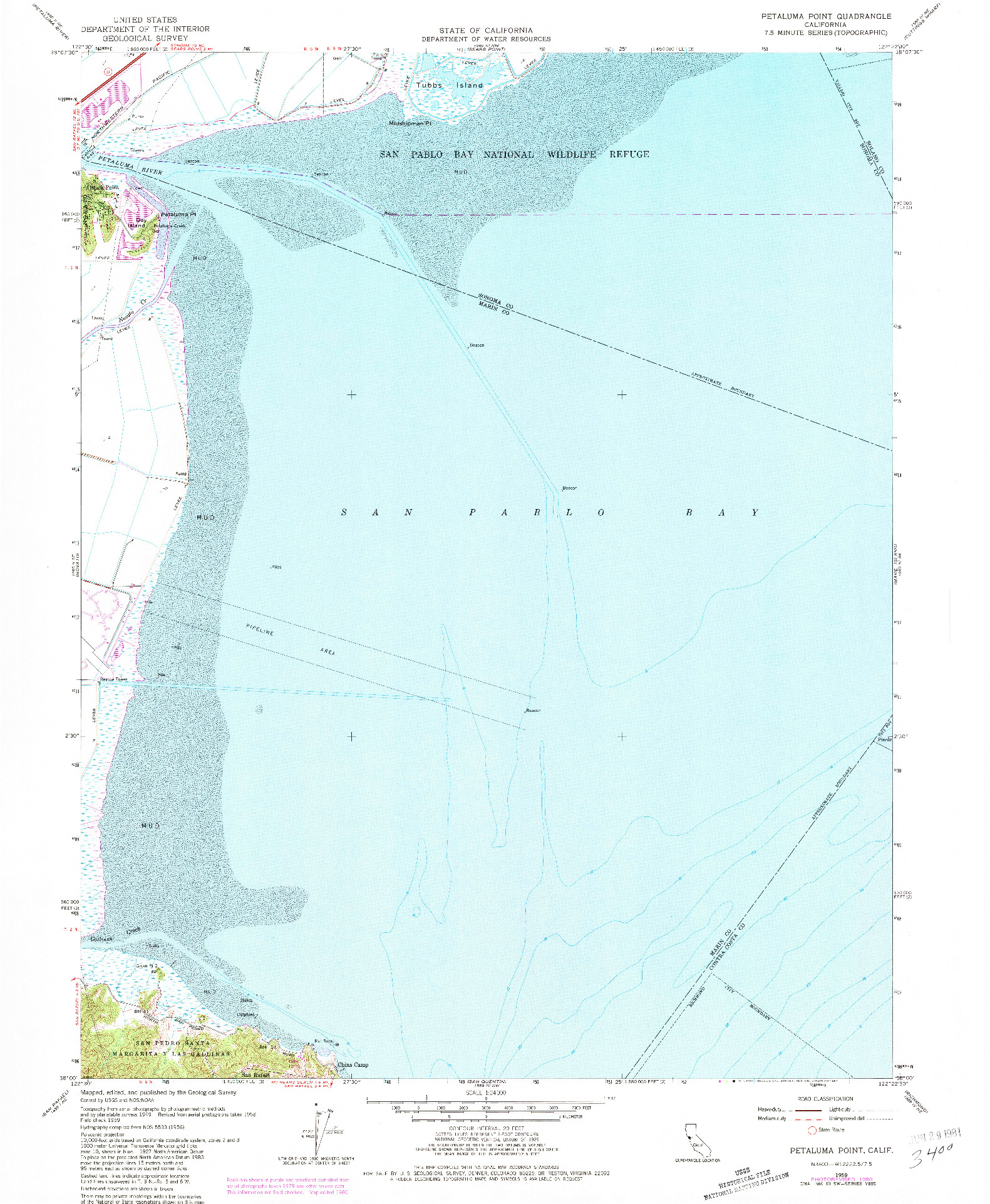 USGS 1:24000-SCALE QUADRANGLE FOR PETALUMA POINT, CA 1959