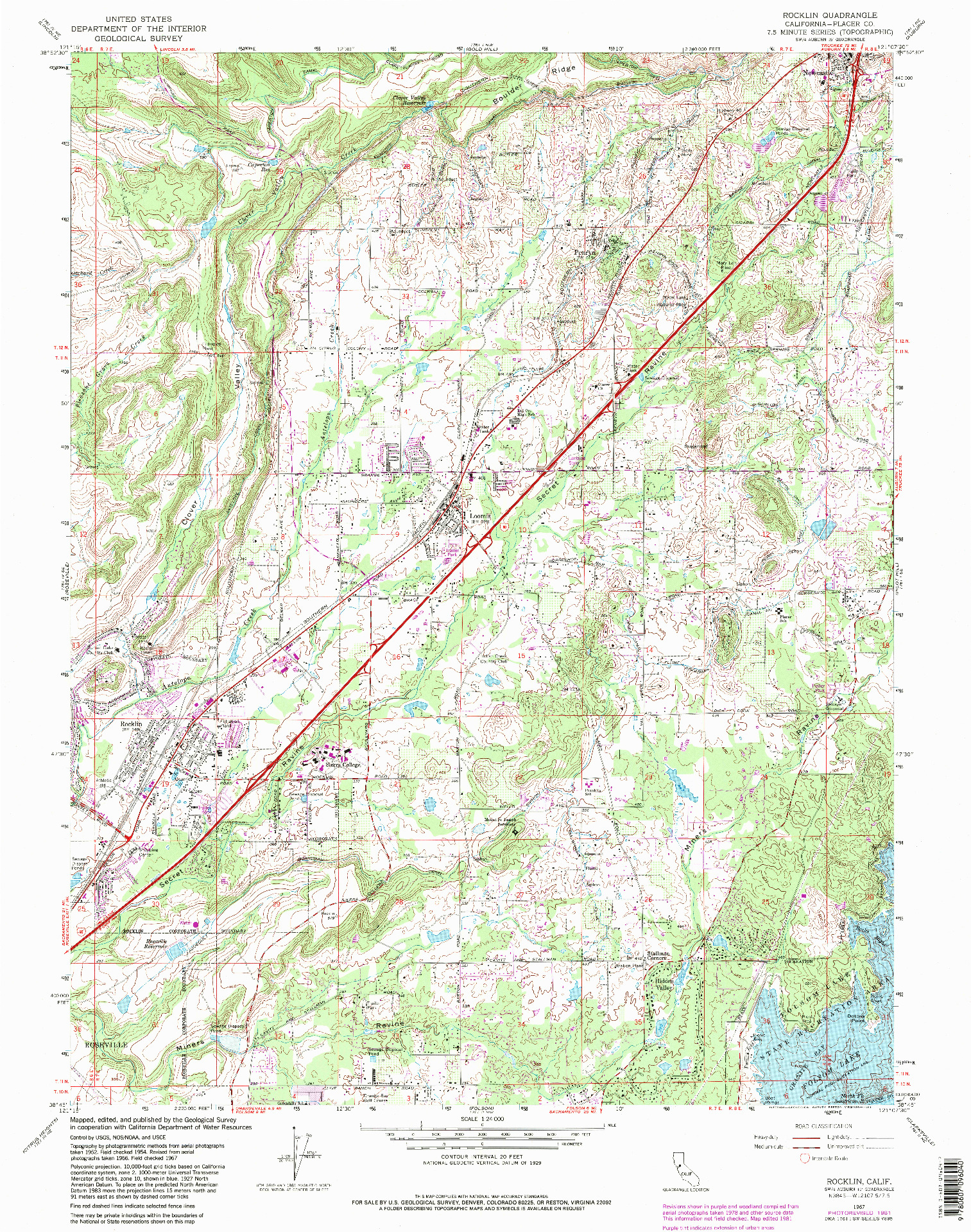 USGS 1:24000-SCALE QUADRANGLE FOR ROCKLIN, CA 1967