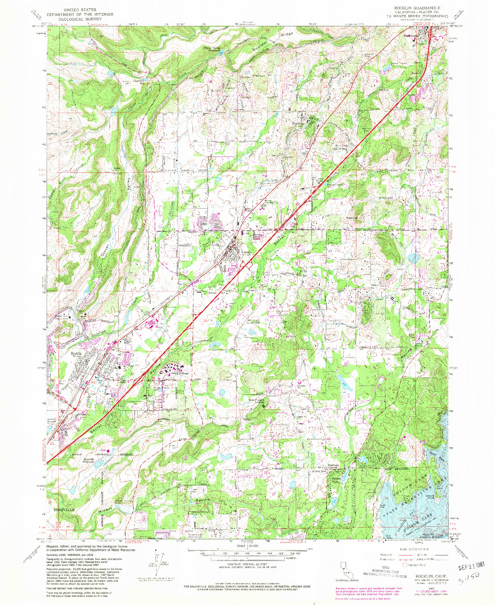 USGS 1:24000-SCALE QUADRANGLE FOR ROCKLIN, CA 1967