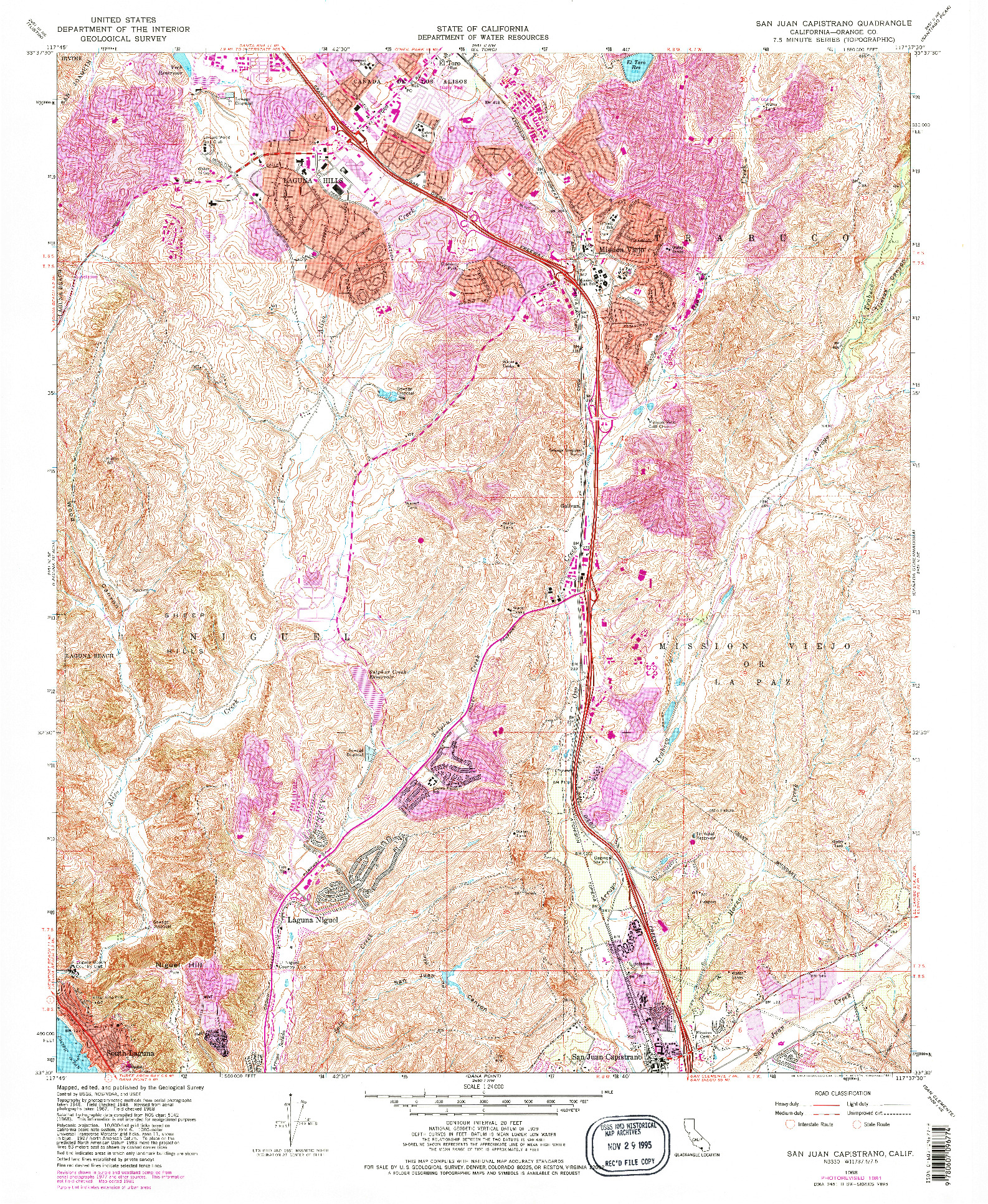 USGS 1:24000-SCALE QUADRANGLE FOR SAN JUAN CAPISTRANO, CA 1968