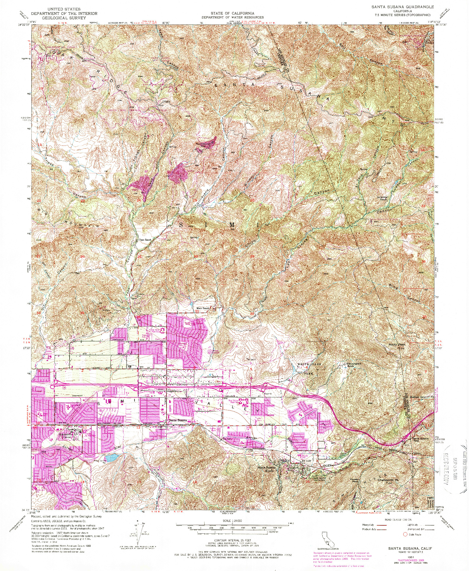 USGS 1:24000-SCALE QUADRANGLE FOR SANTA SUSANA, CA 1951