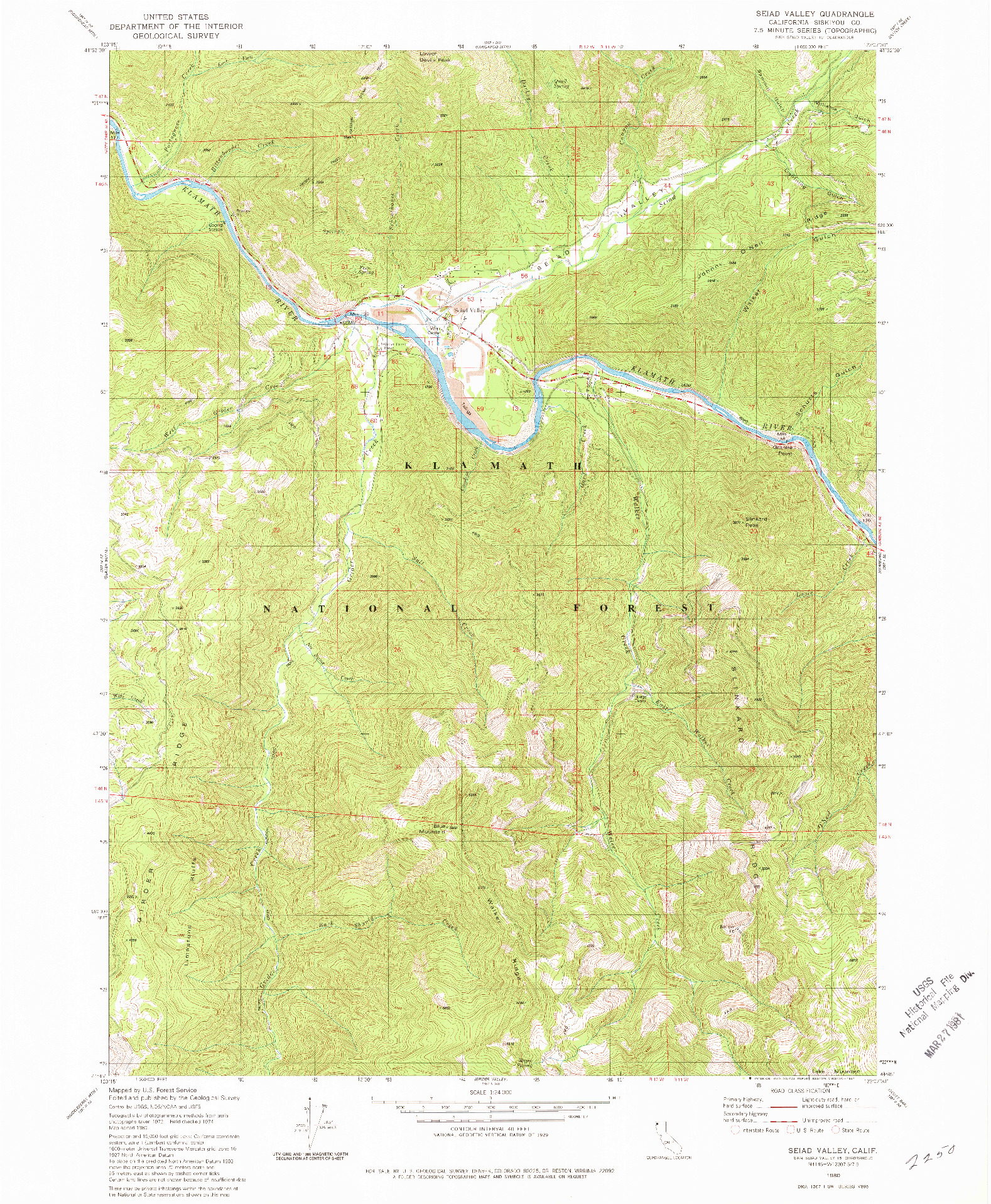 USGS 1:24000-SCALE QUADRANGLE FOR SEIAD VALLEY, CA 1980