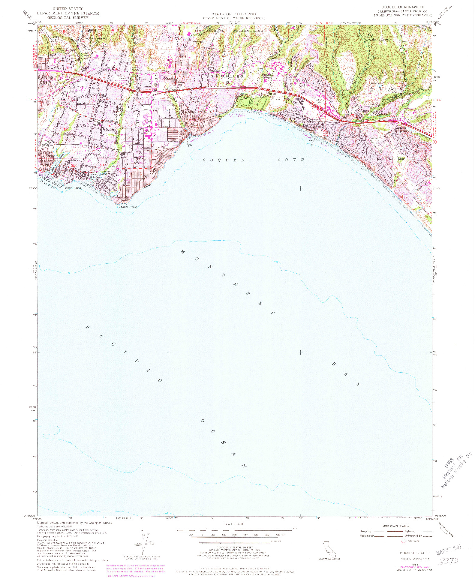 USGS 1:24000-SCALE QUADRANGLE FOR SOQUEL, CA 1954