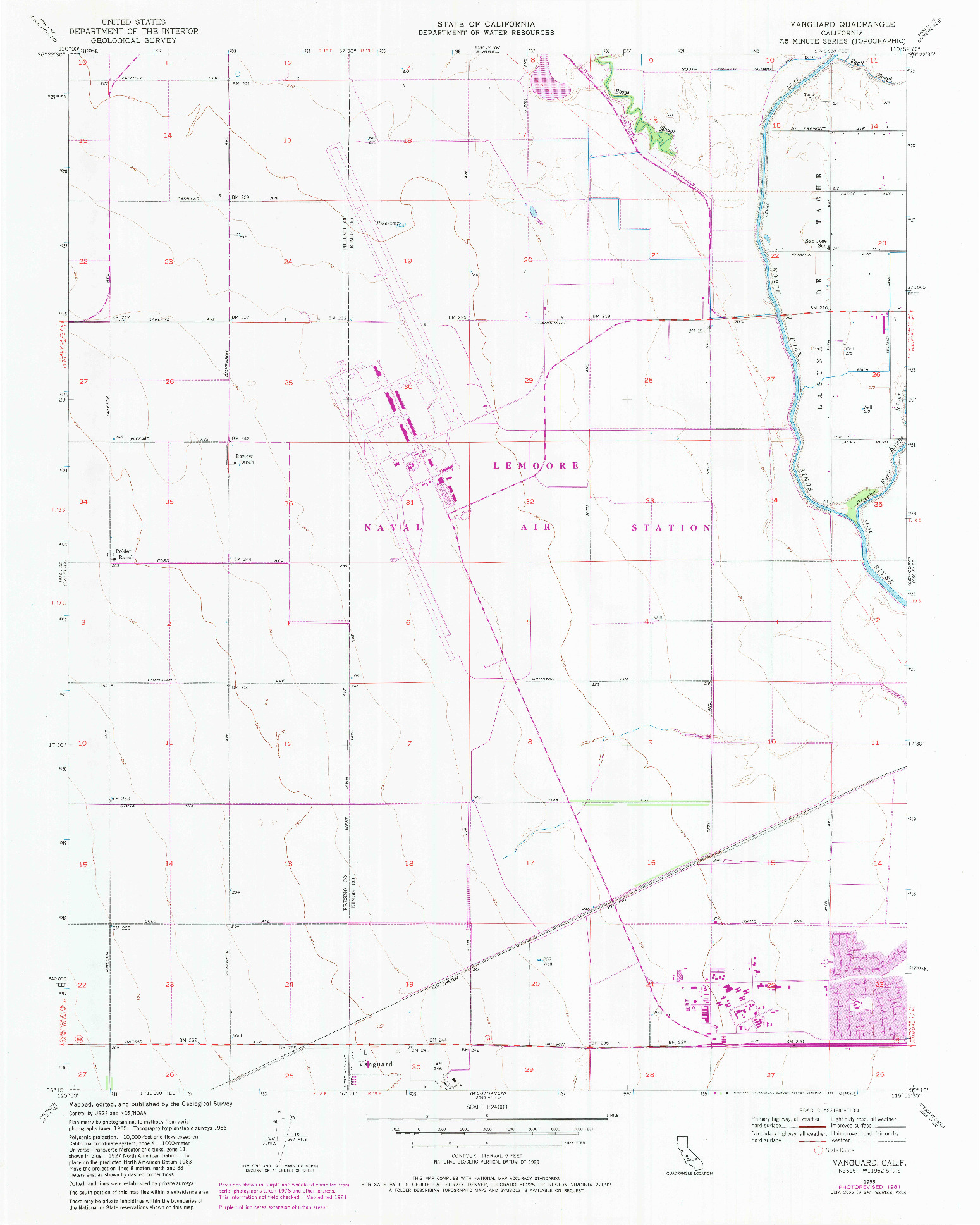 USGS 1:24000-SCALE QUADRANGLE FOR VANGUARD, CA 1956