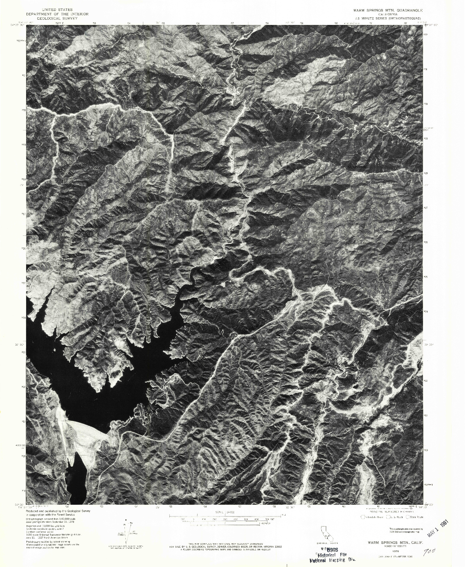 USGS 1:24000-SCALE QUADRANGLE FOR WARM SPRINGS MTN, CA 1978