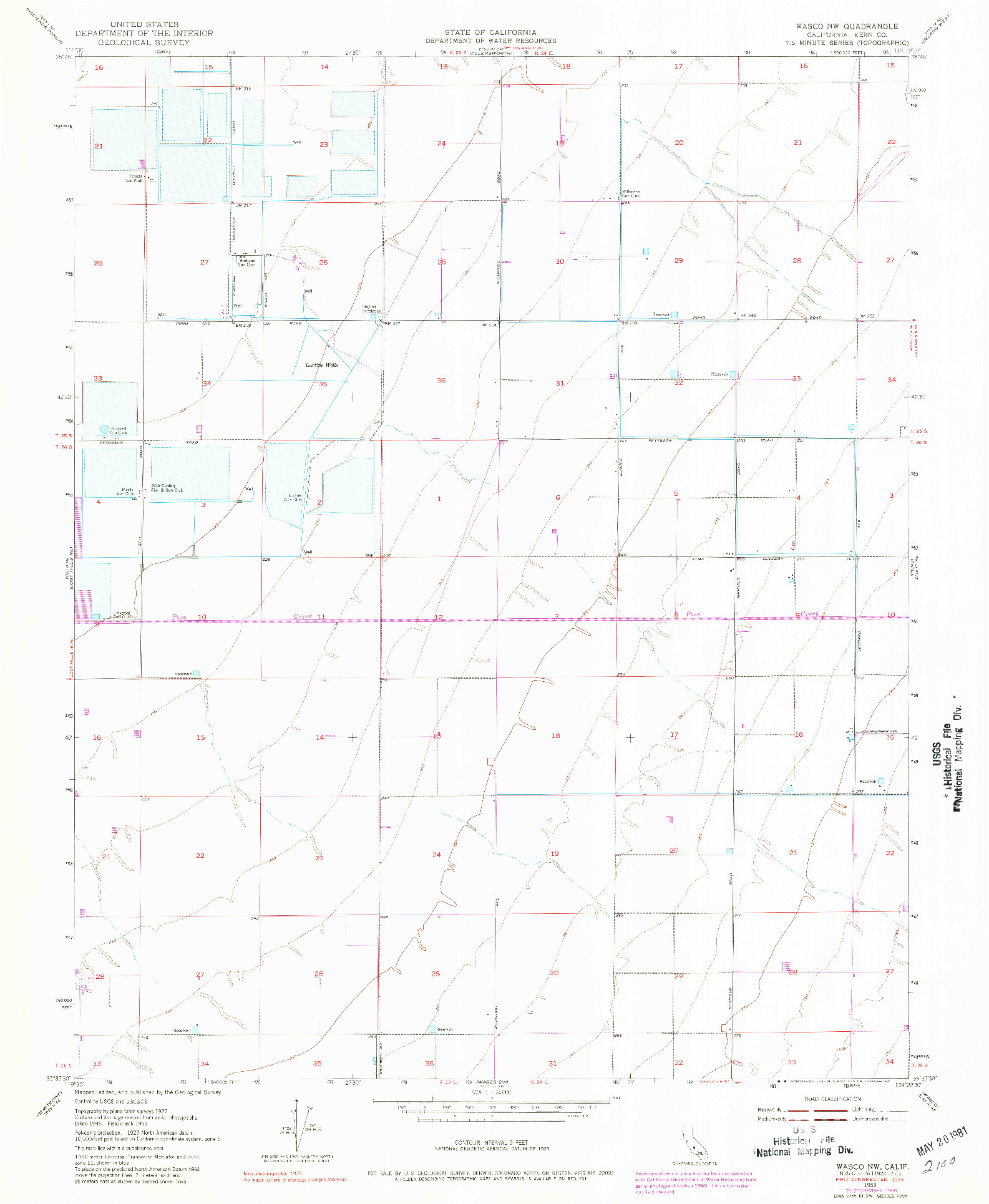 USGS 1:24000-SCALE QUADRANGLE FOR WASCO NW, CA 1953