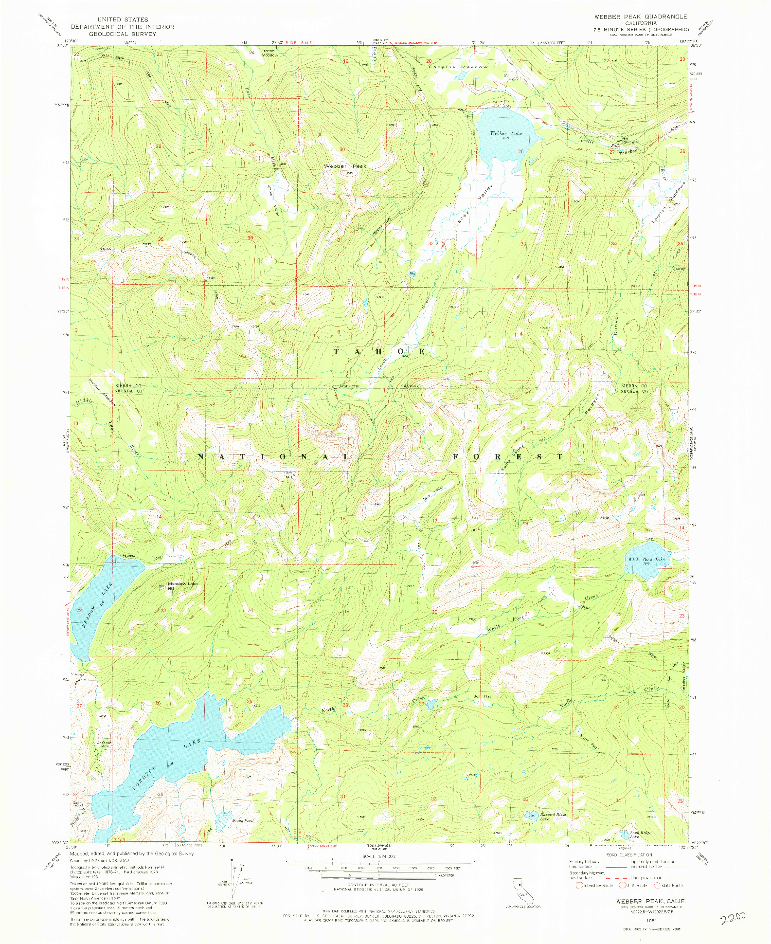 USGS 1:24000-SCALE QUADRANGLE FOR WEBBER PEAK, CA 1981