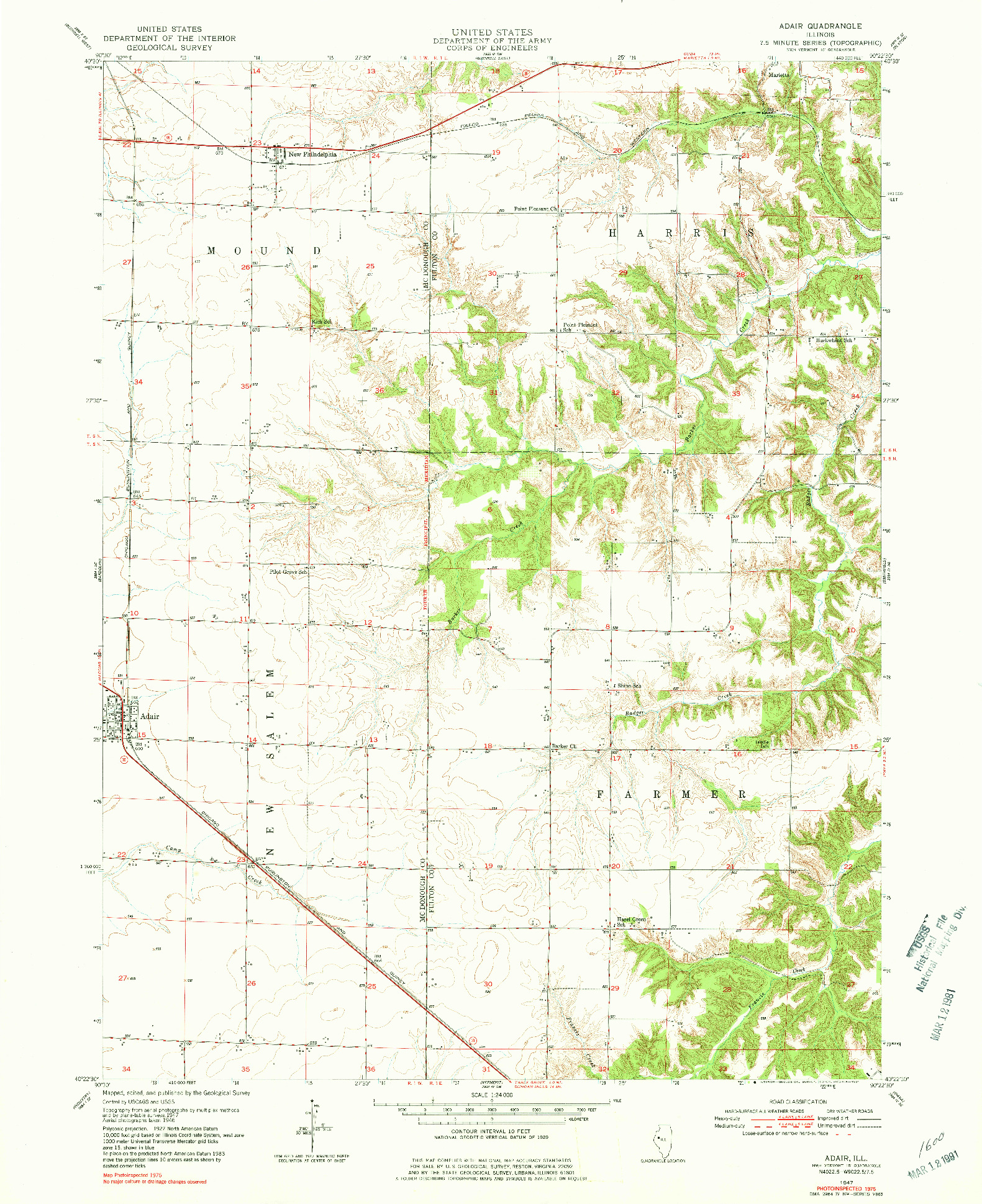USGS 1:24000-SCALE QUADRANGLE FOR ADAIR, IL 1947