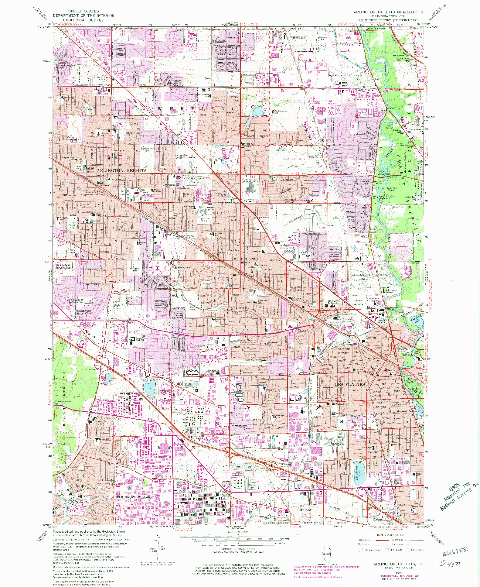 USGS 1:24000-SCALE QUADRANGLE FOR ARLINGTON HEIGHTS, IL 1963