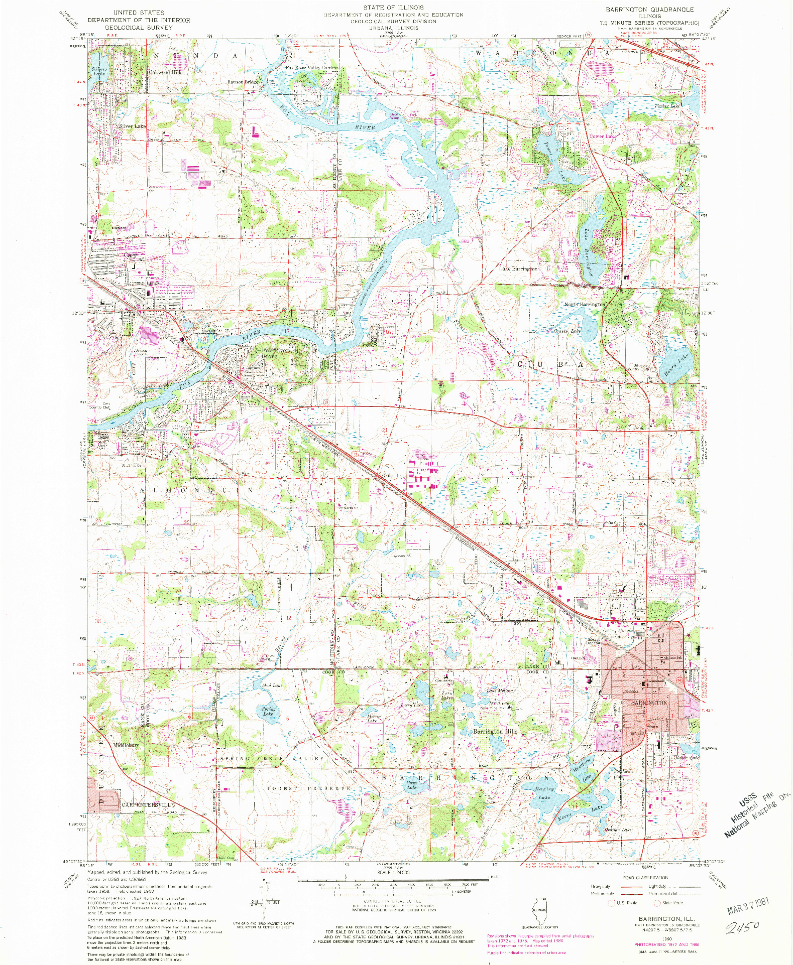 USGS 1:24000-SCALE QUADRANGLE FOR BARRINGTON, IL 1960