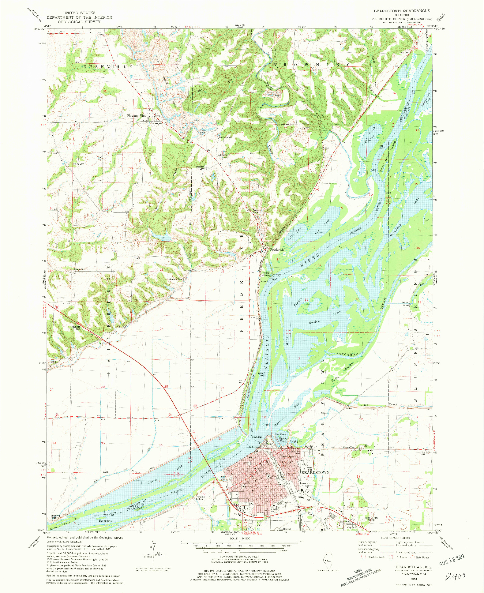 USGS 1:24000-SCALE QUADRANGLE FOR BEARDSTOWN, IL 1981