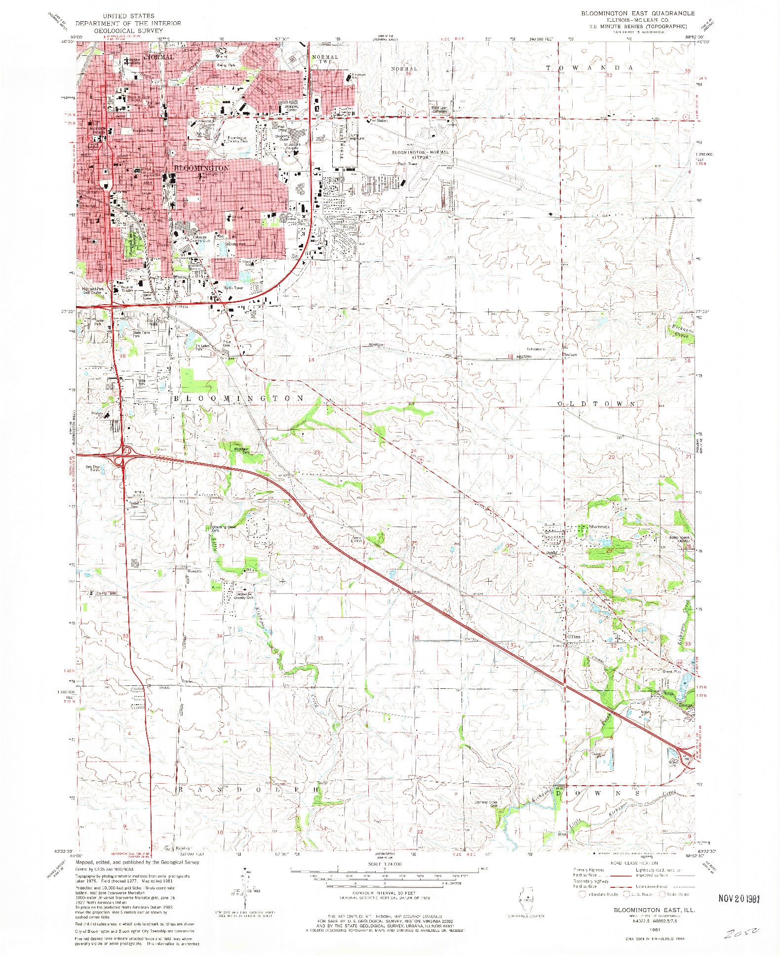 USGS 1:24000-SCALE QUADRANGLE FOR BLOOMINGTON EAST, IL 1981