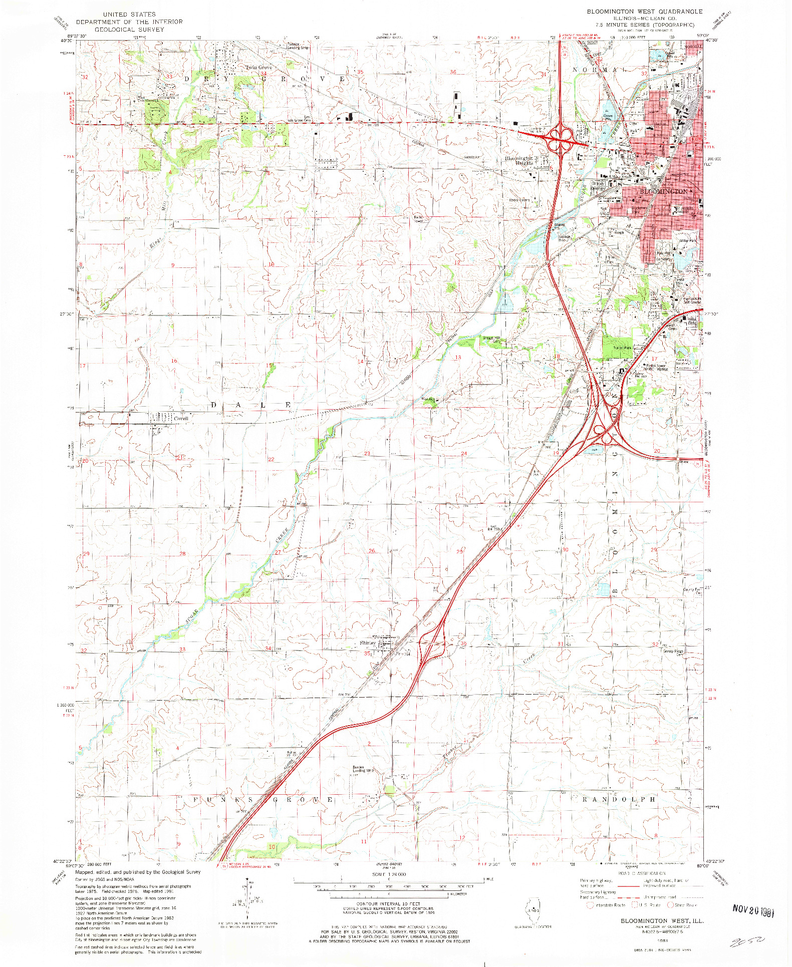 USGS 1:24000-SCALE QUADRANGLE FOR BLOOMINGTON WEST, IL 1981