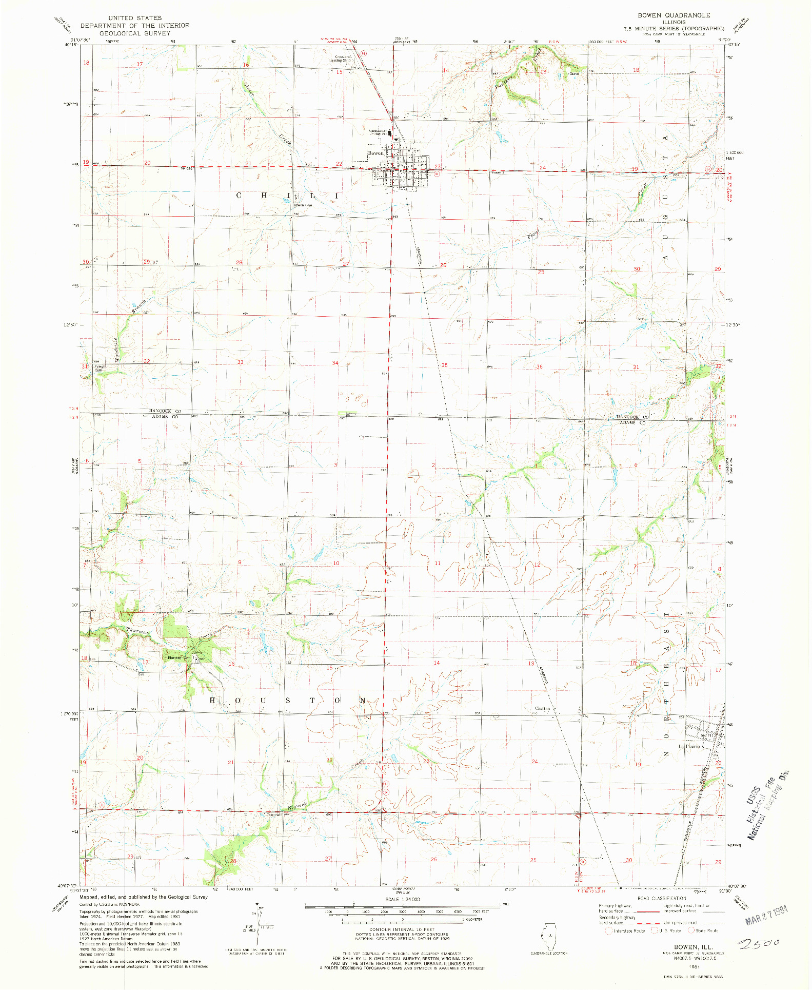 USGS 1:24000-SCALE QUADRANGLE FOR BOWEN, IL 1981
