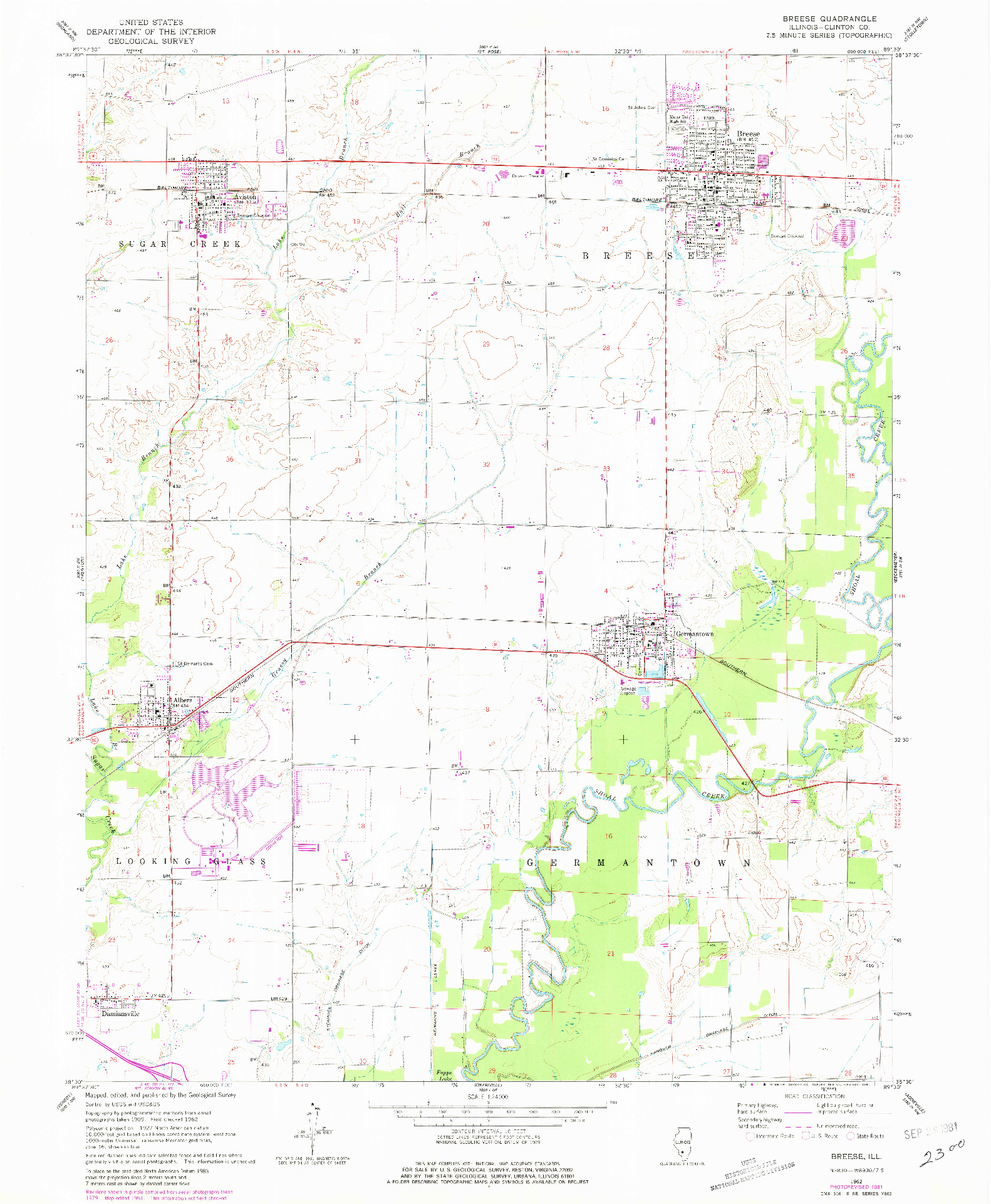 USGS 1:24000-SCALE QUADRANGLE FOR BREESE, IL 1962