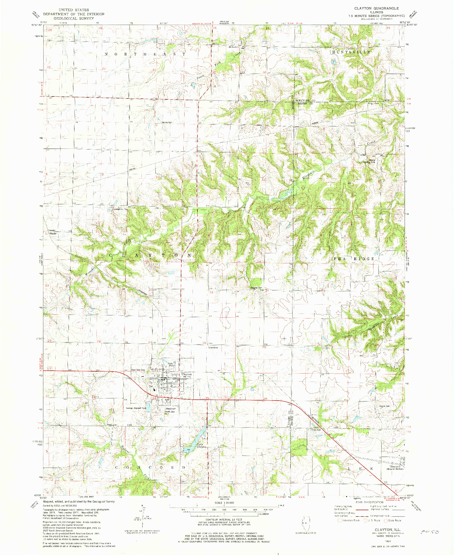 USGS 1:24000-SCALE QUADRANGLE FOR CLAYTON, IL 1981