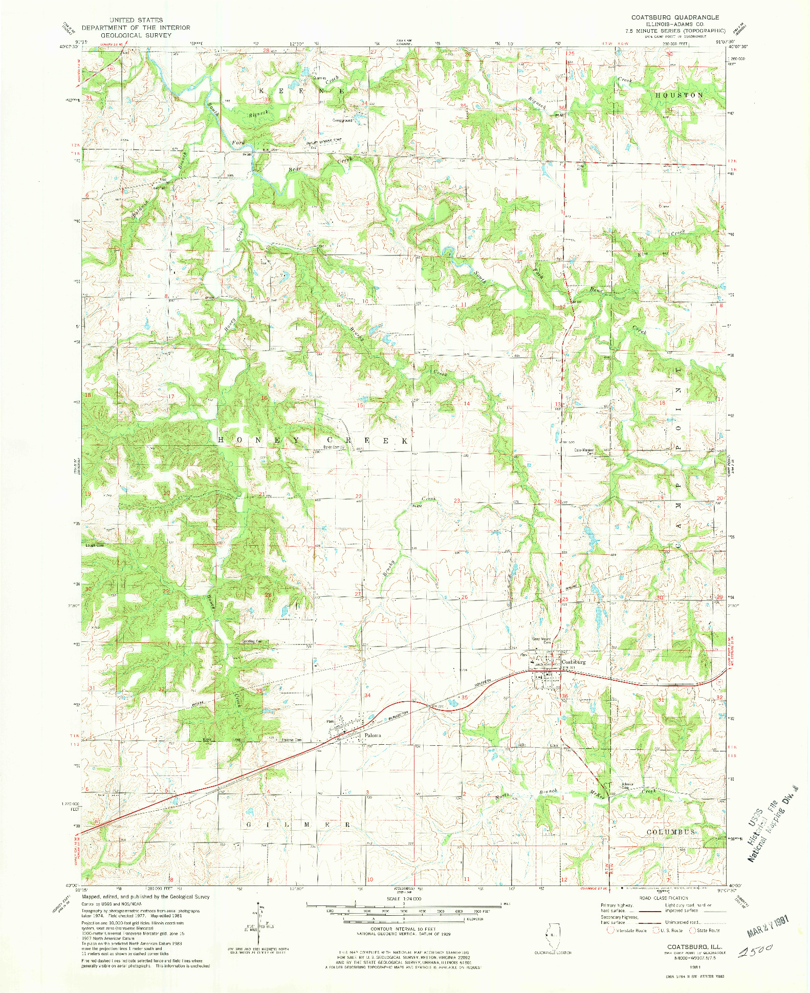 USGS 1:24000-SCALE QUADRANGLE FOR COATSBURG, IL 1981