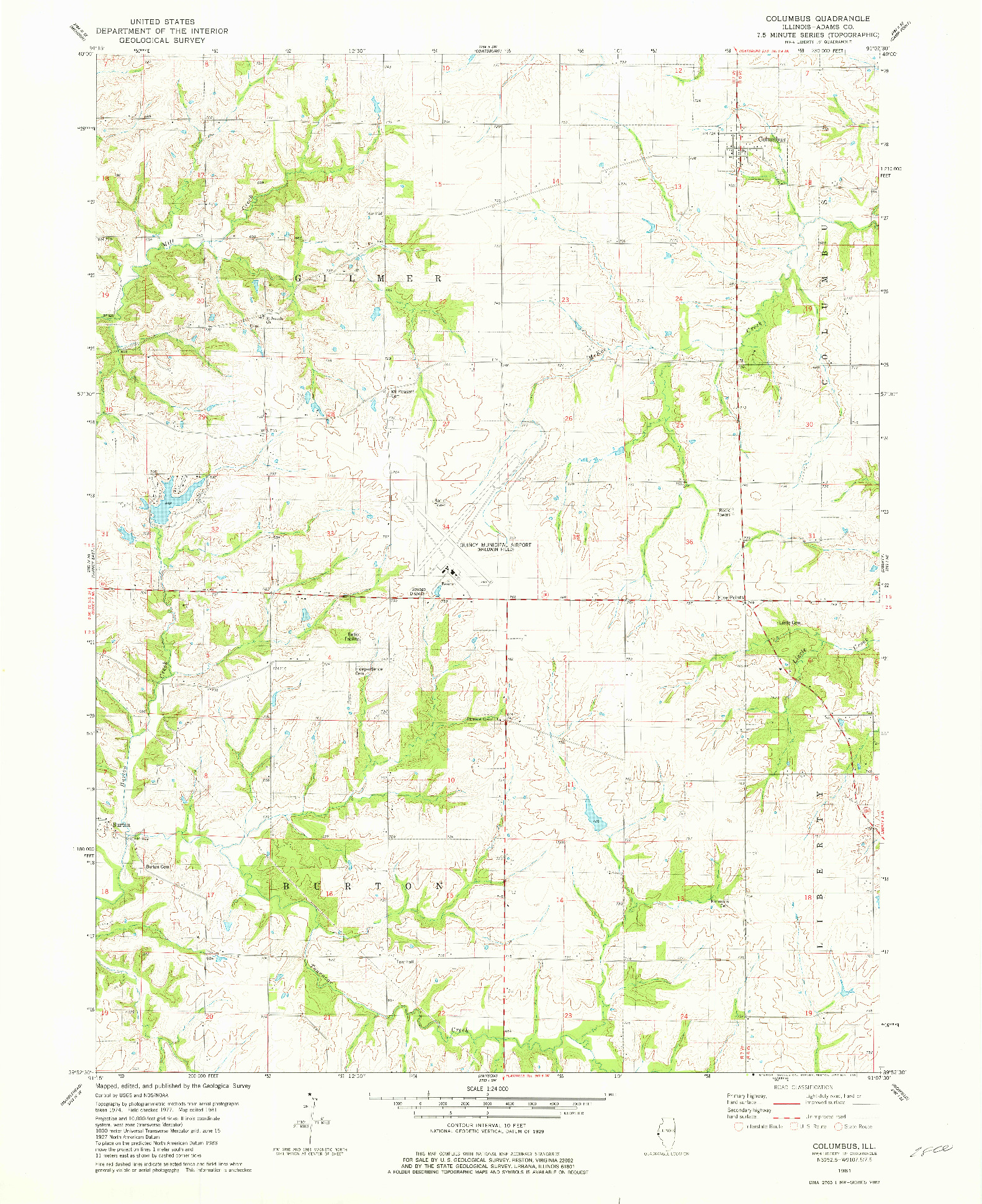 USGS 1:24000-SCALE QUADRANGLE FOR COLUMBUS, IL 1981