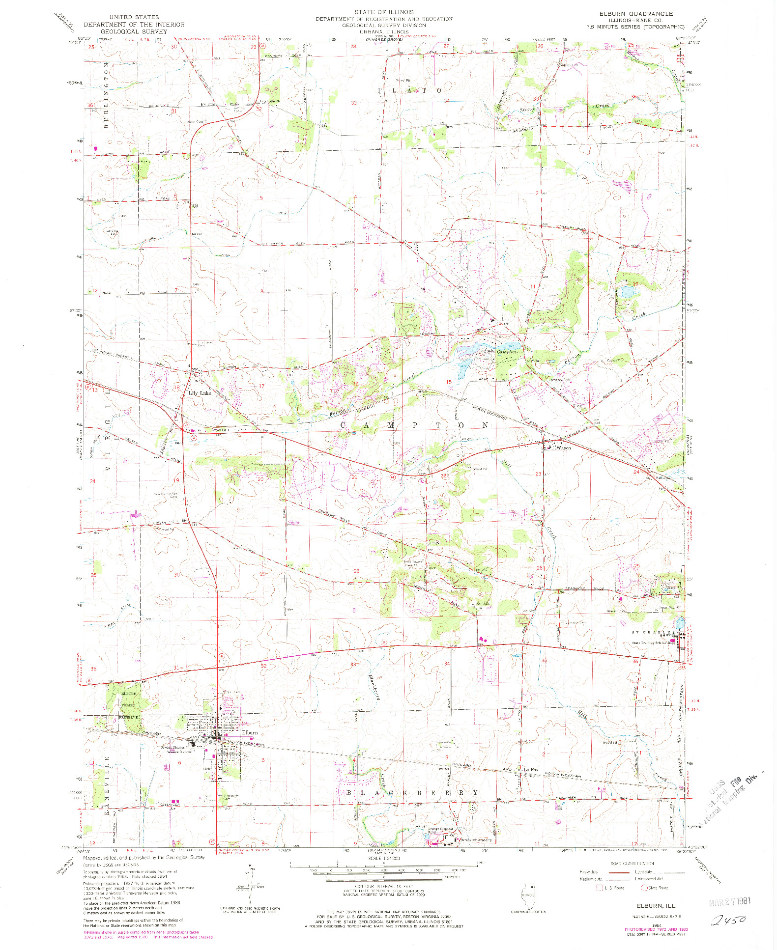 USGS 1:24000-SCALE QUADRANGLE FOR ELBURN, IL 1964