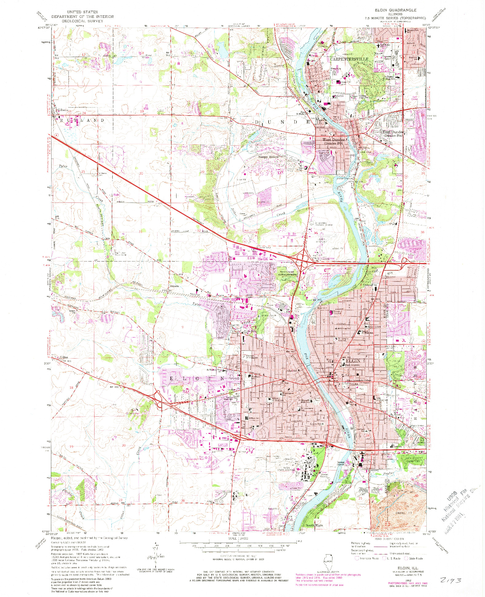 USGS 1:24000-SCALE QUADRANGLE FOR ELGIN, IL 1962