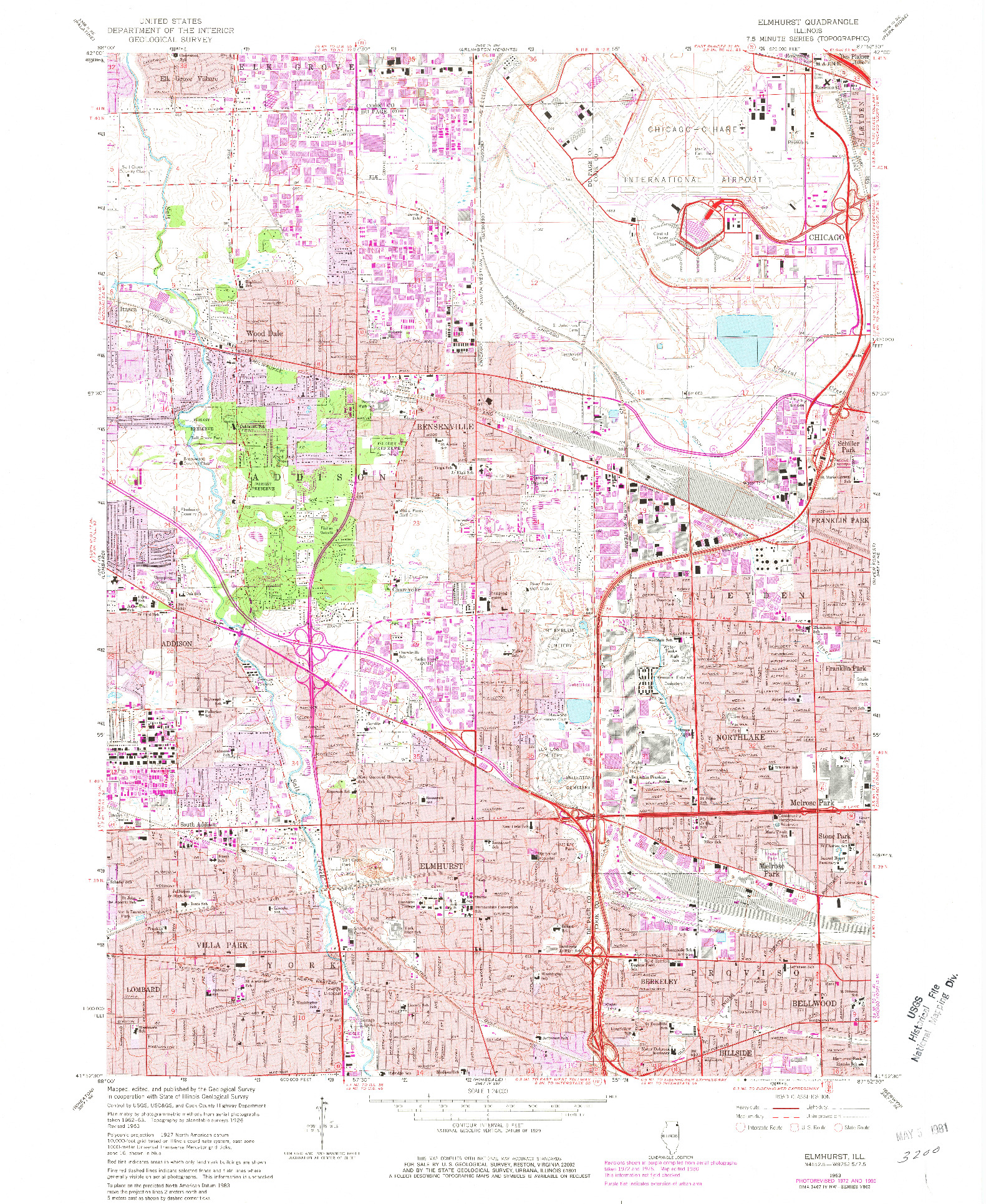 USGS 1:24000-SCALE QUADRANGLE FOR ELMHURST, IL 1963