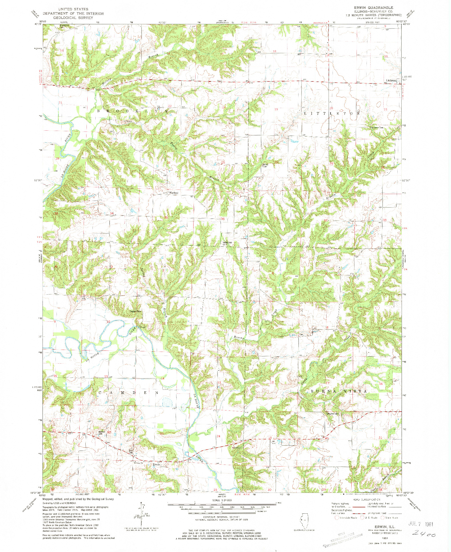 USGS 1:24000-SCALE QUADRANGLE FOR ERWIN, IL 1981