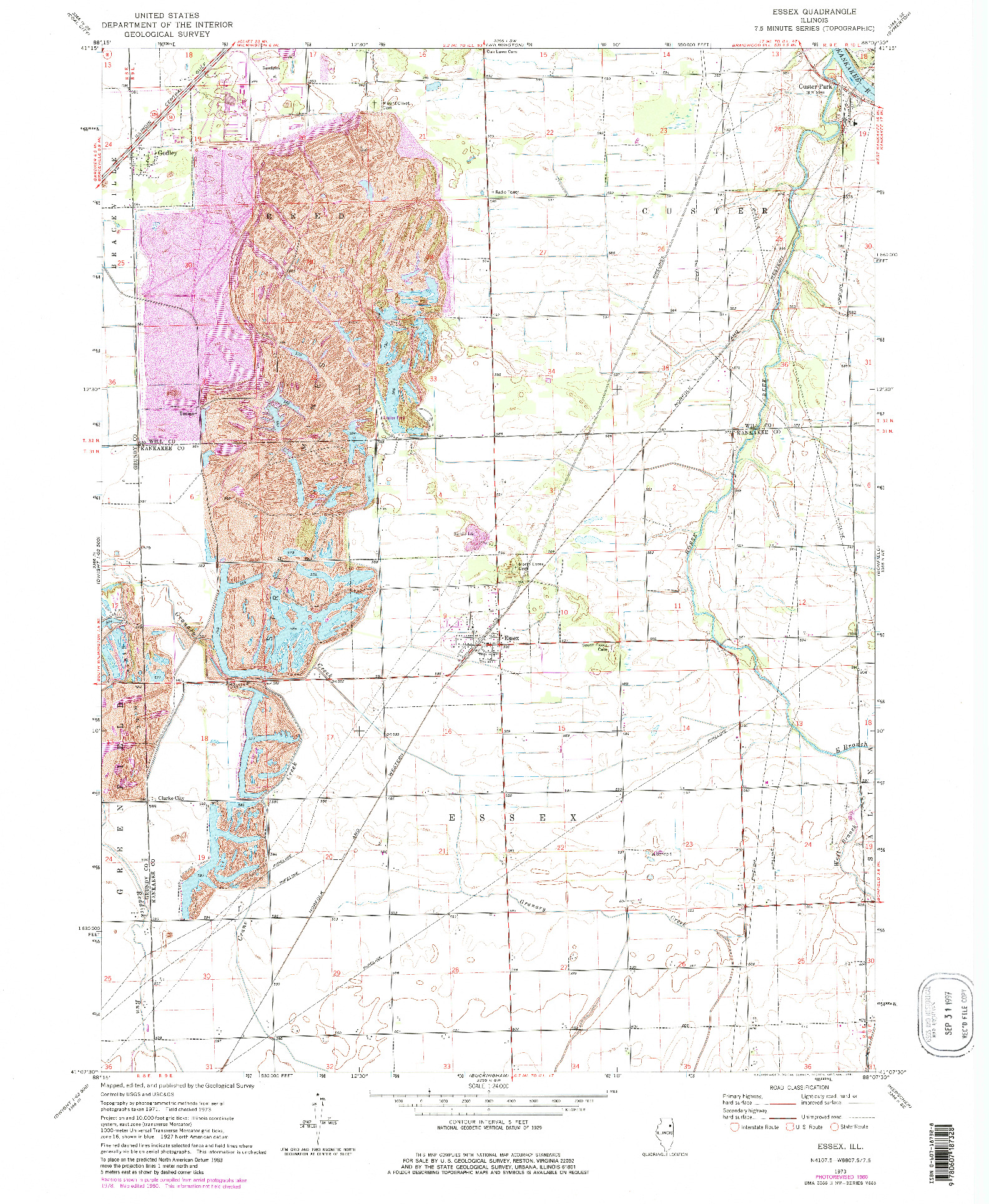 USGS 1:24000-SCALE QUADRANGLE FOR ESSEX, IL 1973