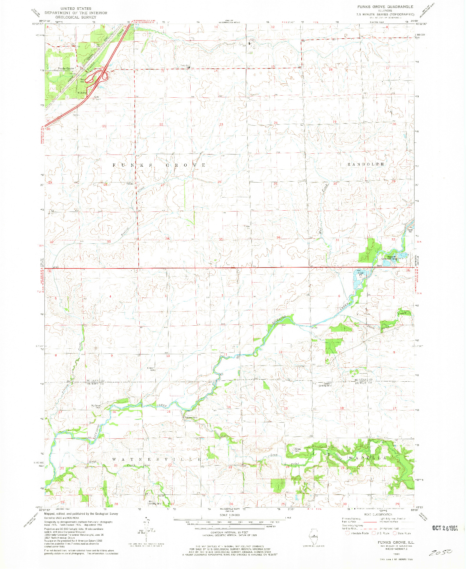 USGS 1:24000-SCALE QUADRANGLE FOR FUNKS GROVE, IL 1981