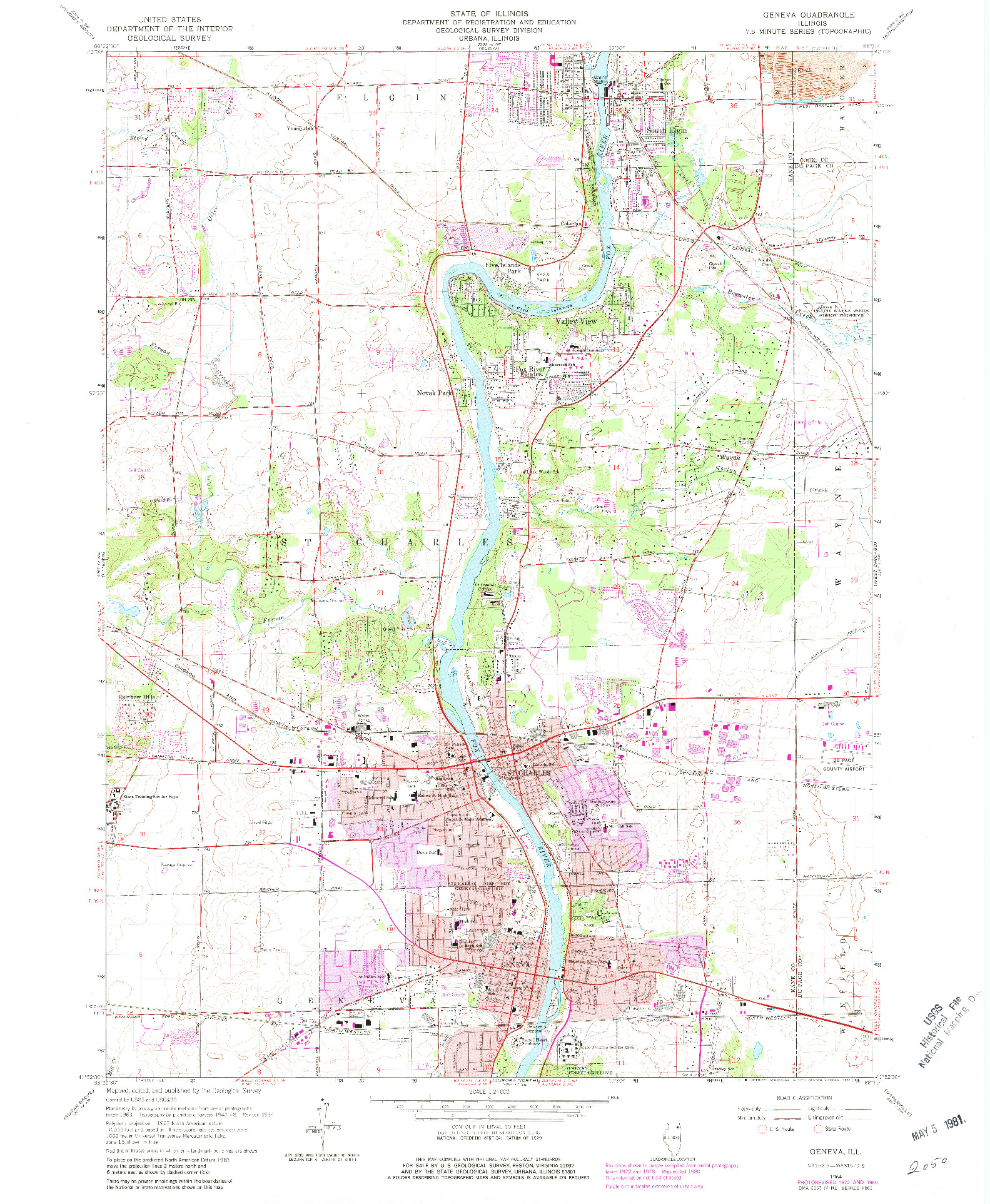 USGS 1:24000-SCALE QUADRANGLE FOR GENEVA, IL 1964