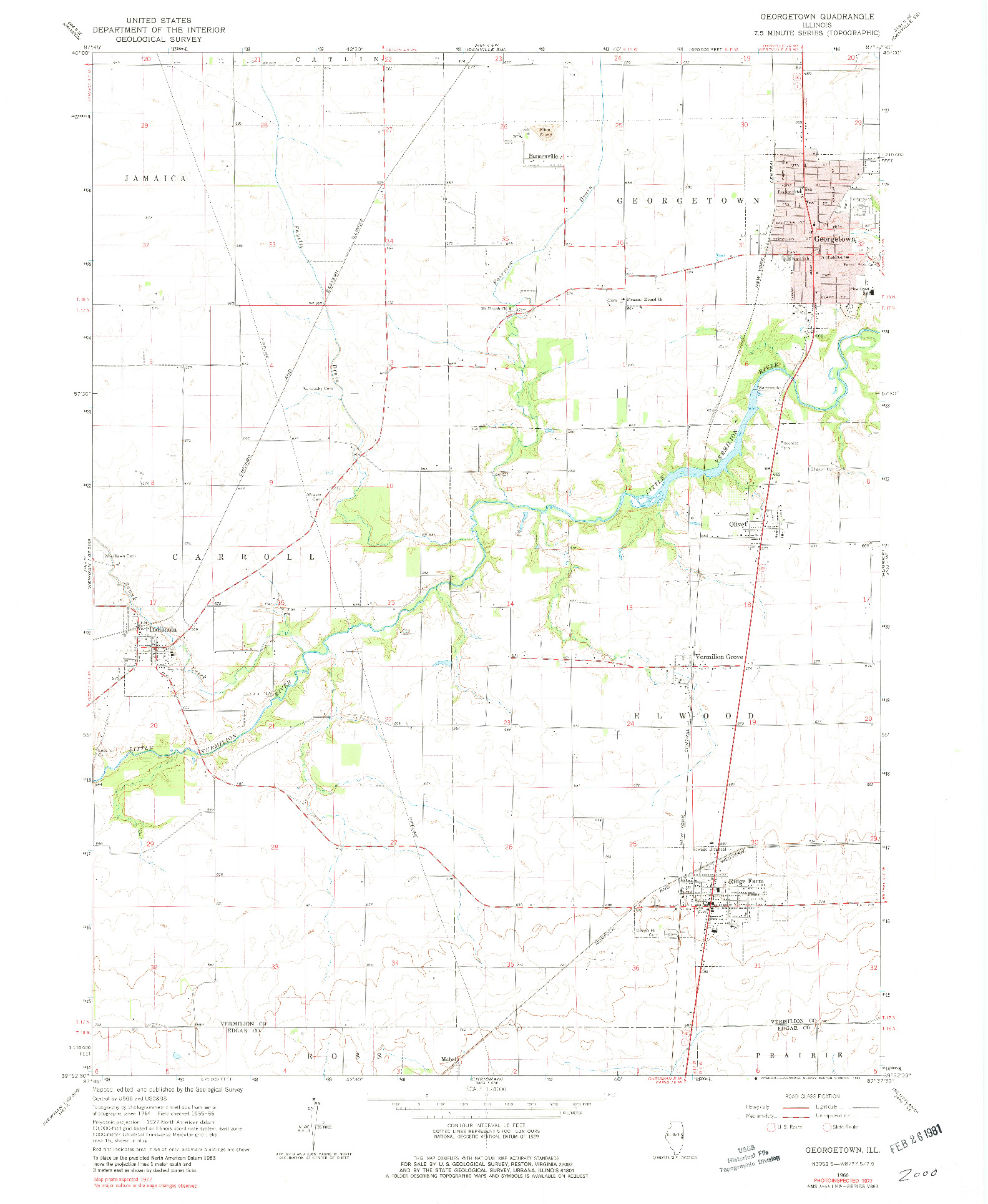 USGS 1:24000-SCALE QUADRANGLE FOR GEORGETOWN, IL 1966