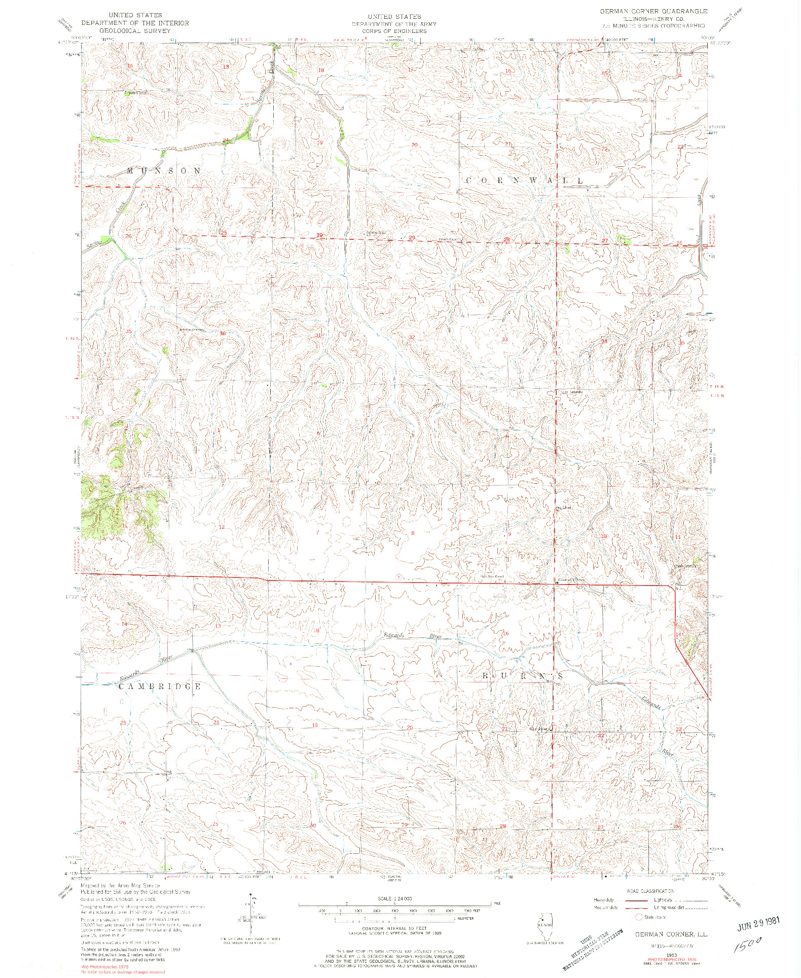 USGS 1:24000-SCALE QUADRANGLE FOR GERMAN CORNER, IL 1953