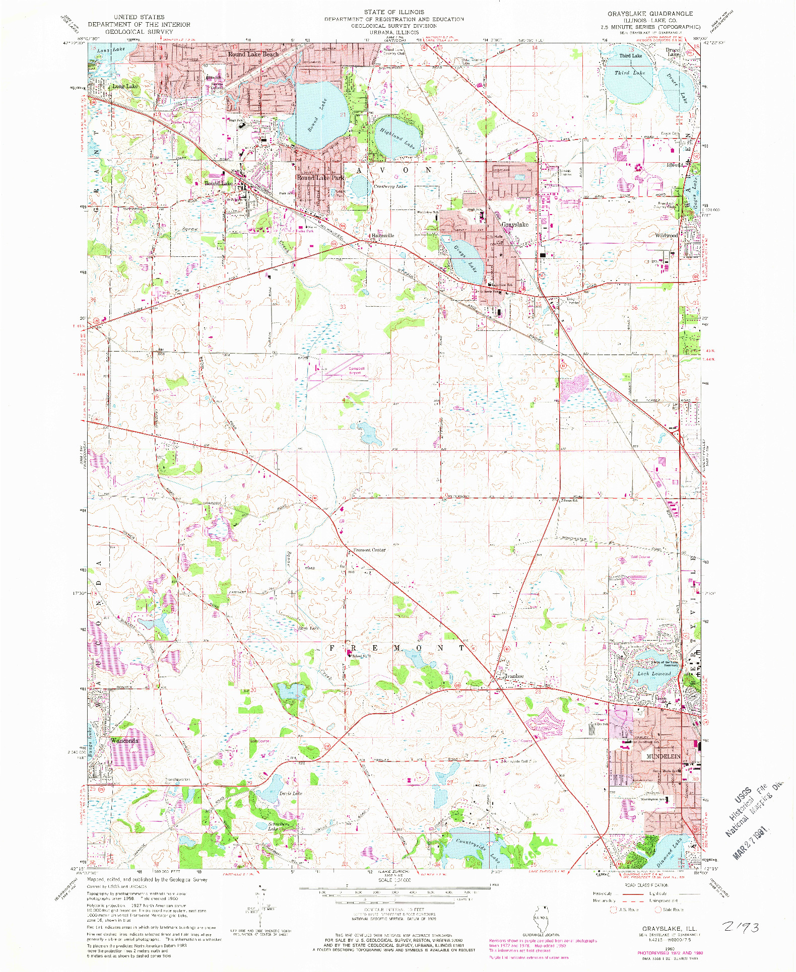 USGS 1:24000-SCALE QUADRANGLE FOR GRAYSLAKE, IL 1960