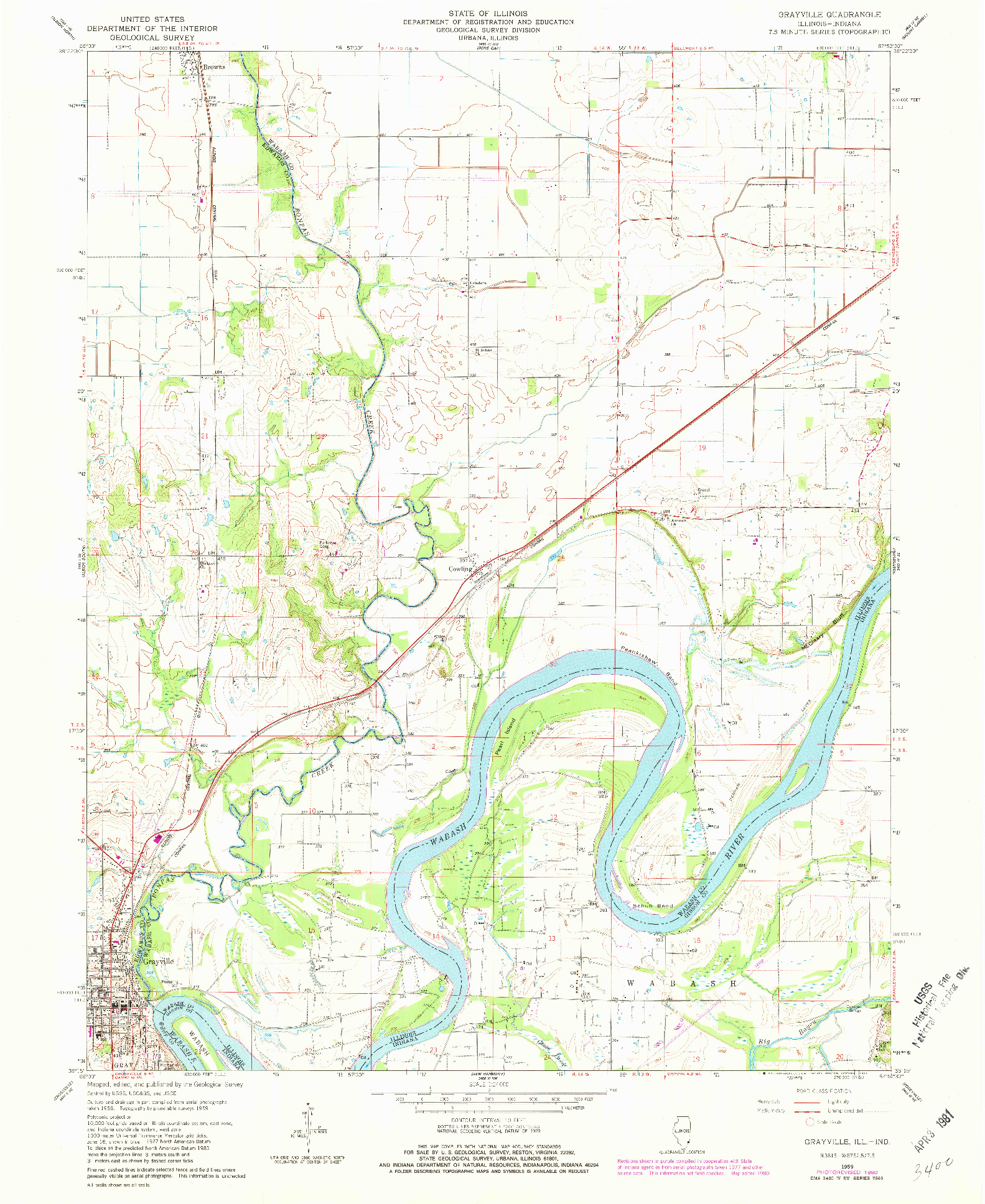 USGS 1:24000-SCALE QUADRANGLE FOR GRAYVILLE, IL 1959