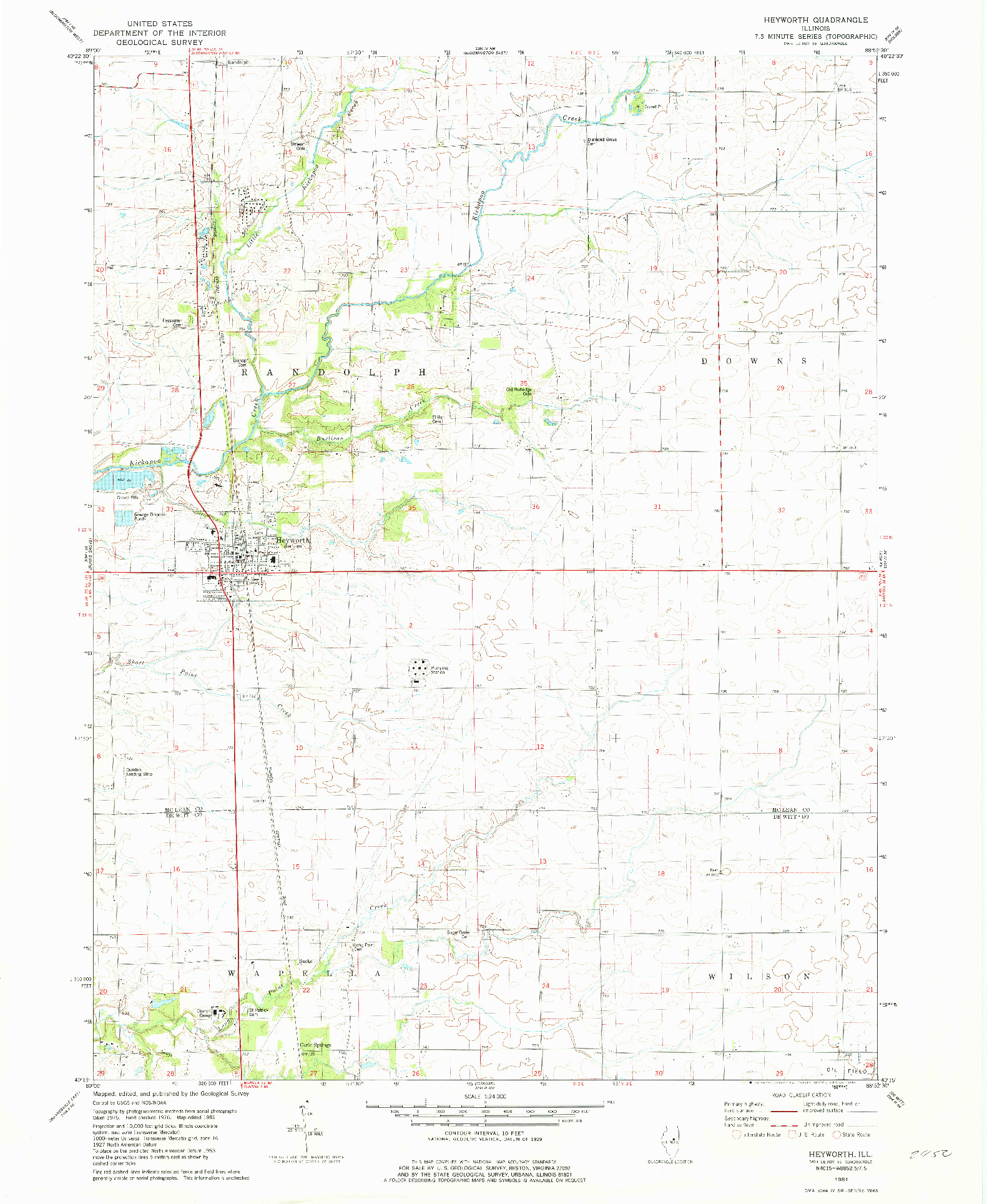 USGS 1:24000-SCALE QUADRANGLE FOR HEYWORTH, IL 1981