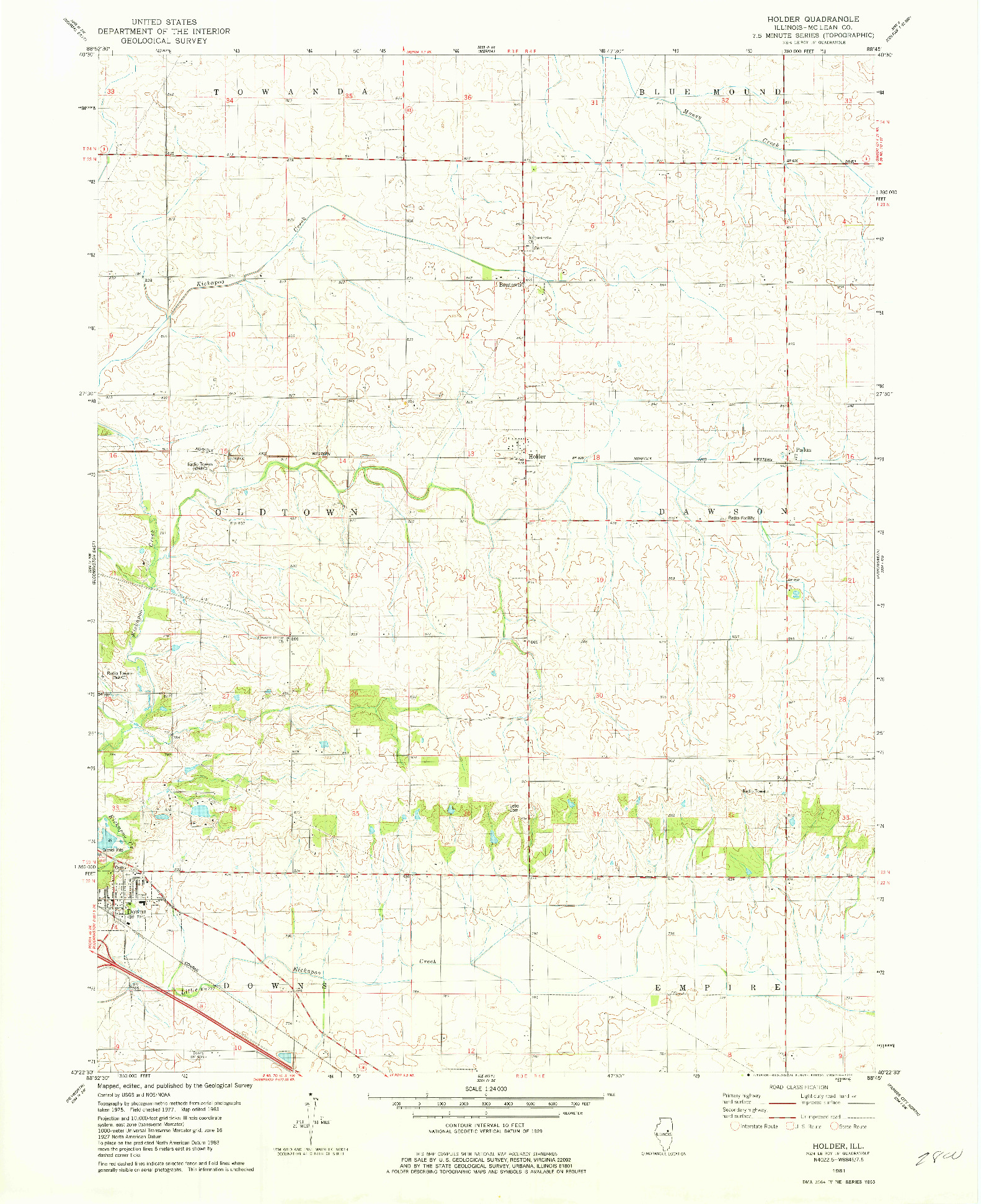 USGS 1:24000-SCALE QUADRANGLE FOR HOLDER, IL 1981