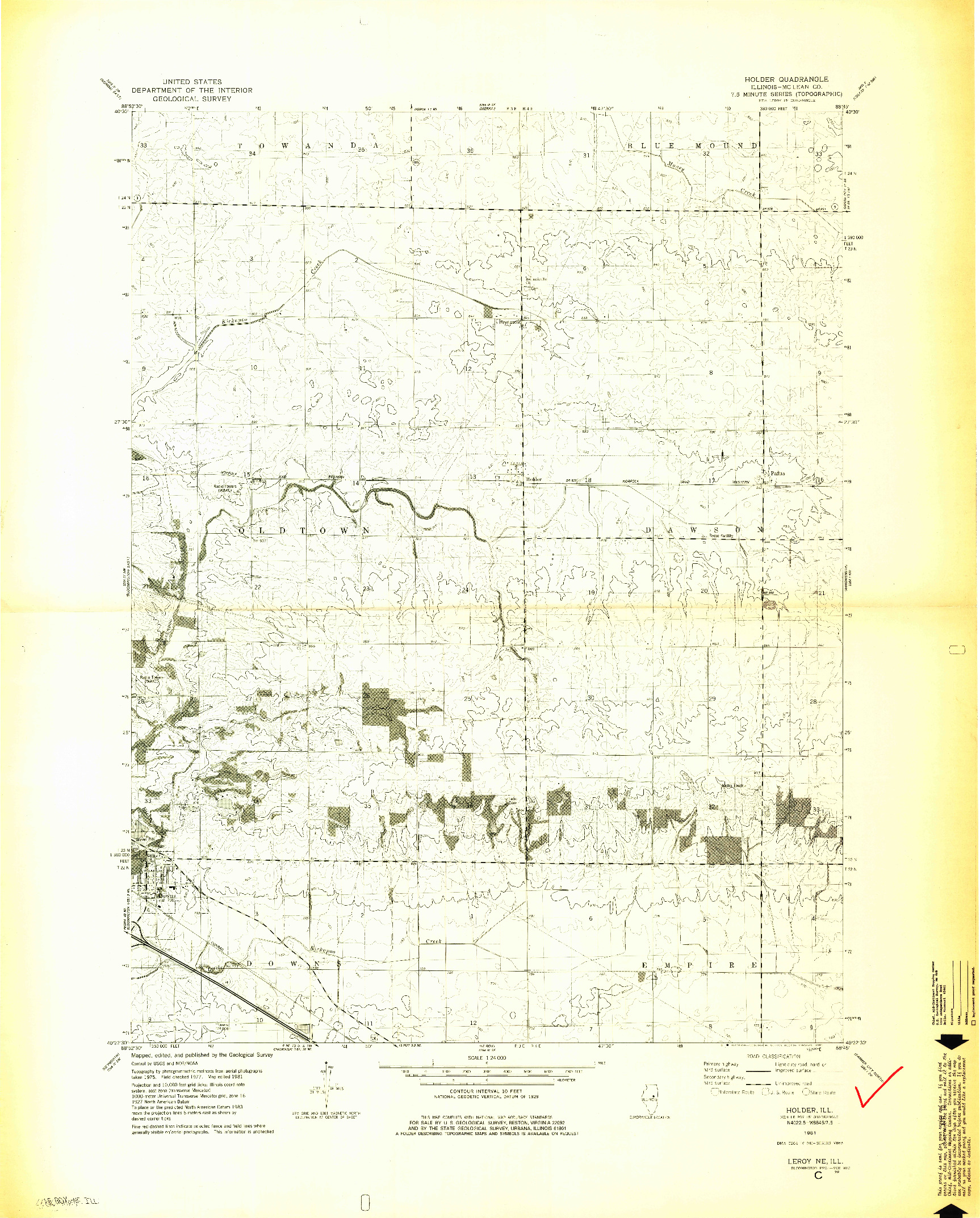 USGS 1:24000-SCALE QUADRANGLE FOR HOLDER, IL 1981