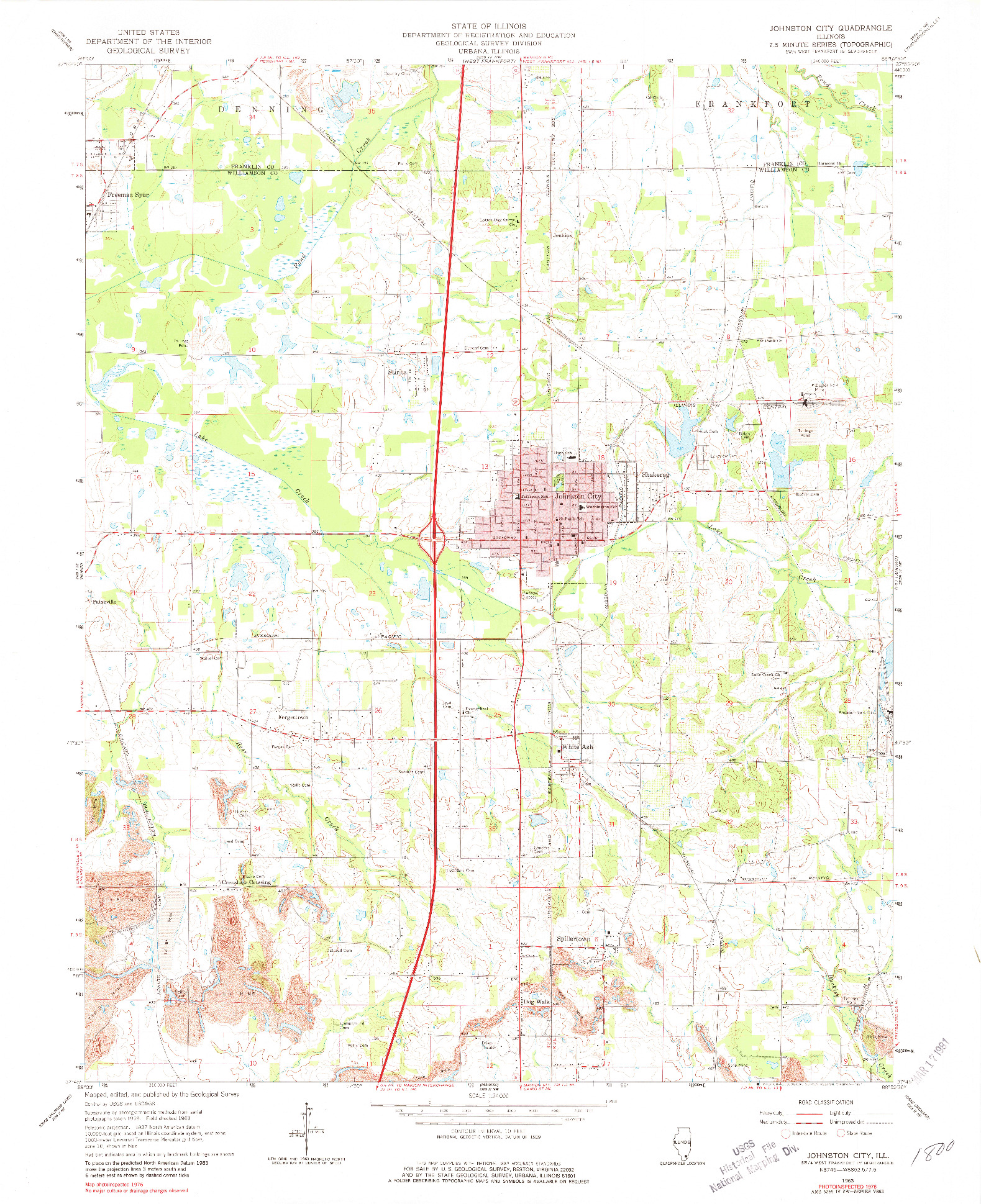 USGS 1:24000-SCALE QUADRANGLE FOR JOHNSTON CITY, IL 1963